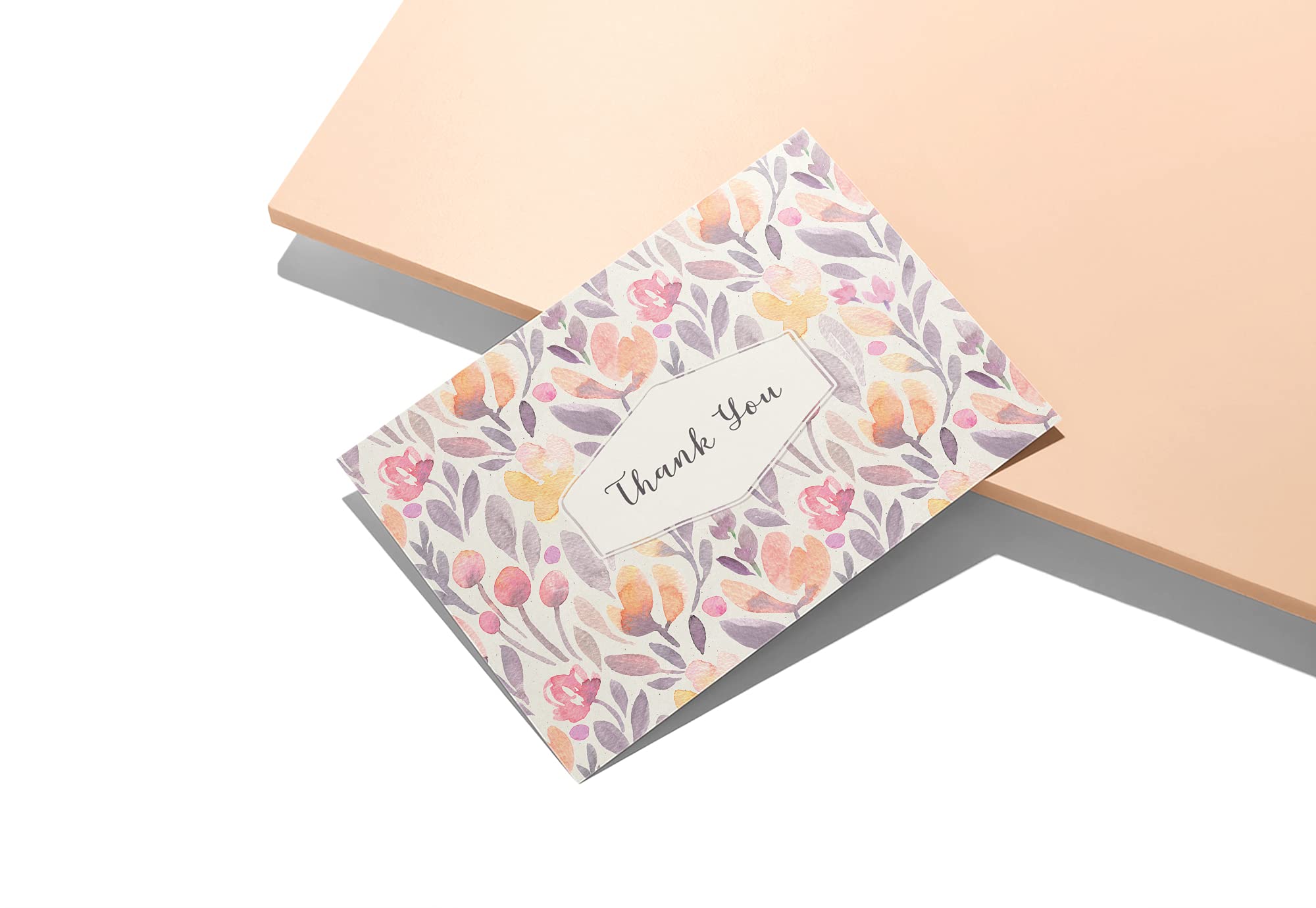 Eco-Friendly Floral Thank You Cards Set of 12 with Envelopes - 5.5
