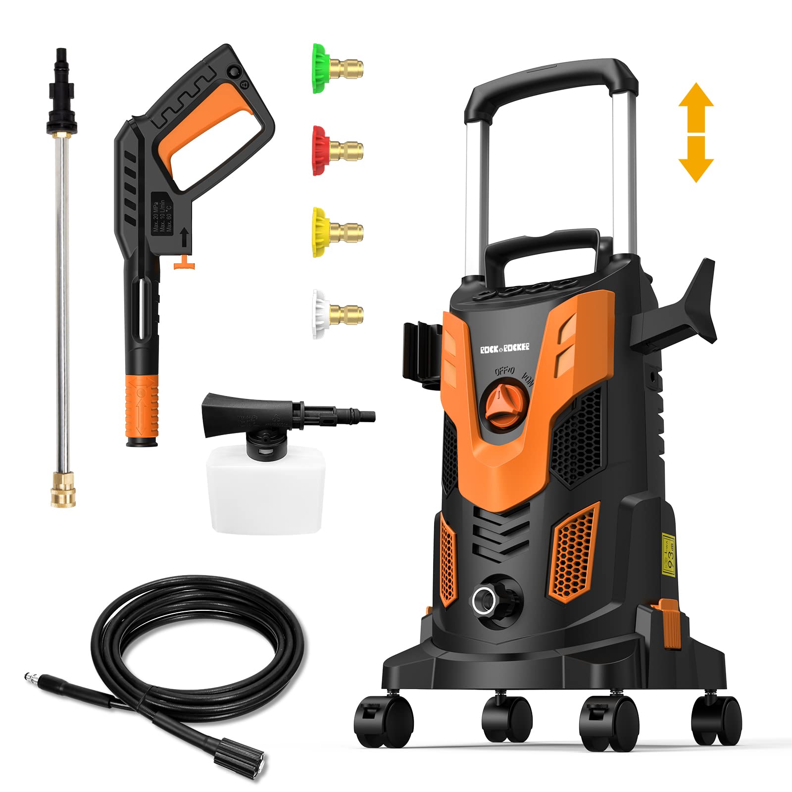 Upgraded 1750PSI Electric Pressure Washer with 2.5GPM Flow Rate - Portable Power Cleaner with 360° Spinner Wheels, 4 Quick Connect Nozzles & Foam Cannon - Ideal for Car Washing, Patio, Deck, Driveway, and Home Exterior Cleaning