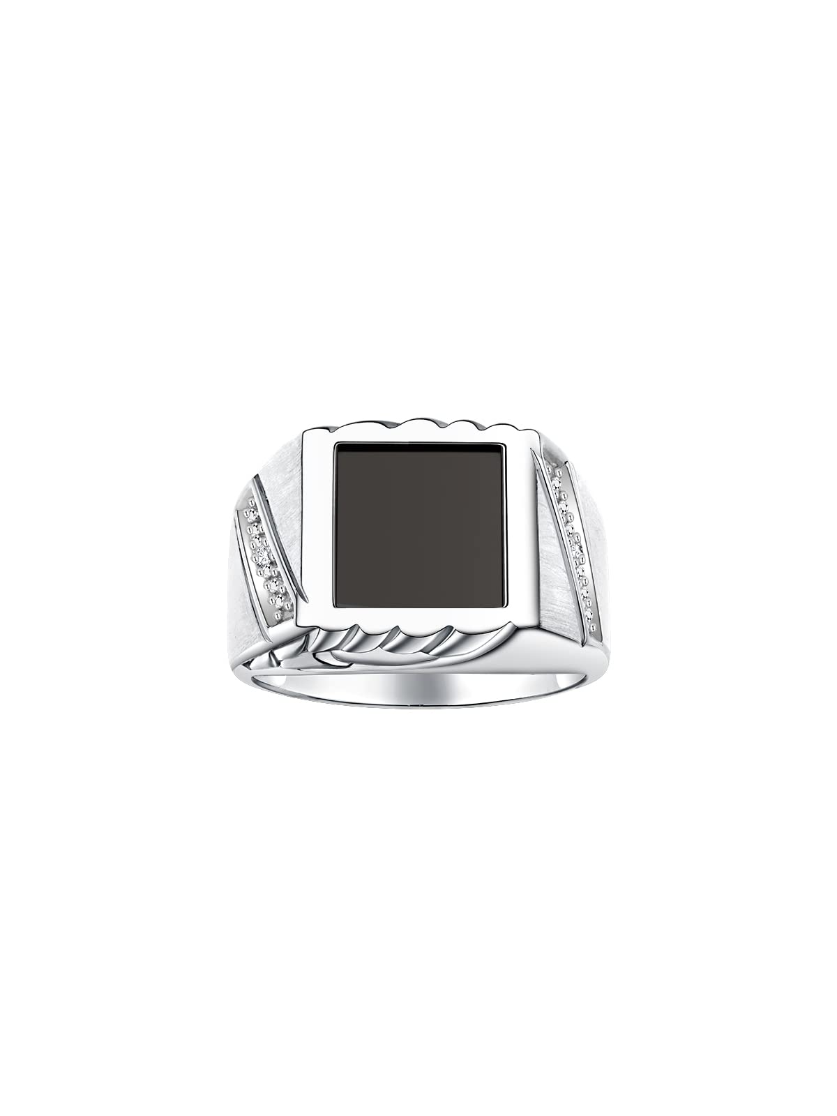 Stylish Men's Diamond & Black Onyx Rings with Tiger Eye or Quartz - Sterling Silver Sizes 8-13 - Perfect for Weddings, Gifts & Everyday Wear