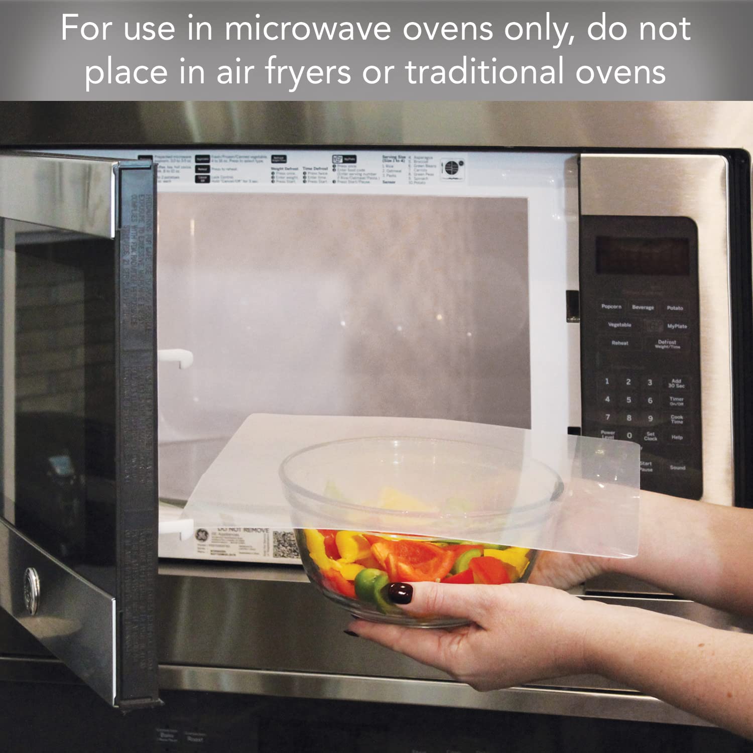 BPA-Free Microwave Splatter Guards Set of 4 (9x9, 7x7 & 5x5 Inches) - Square Plastic Covers for Cooking, Reheating & Meal Prep - Chop Chop Brand