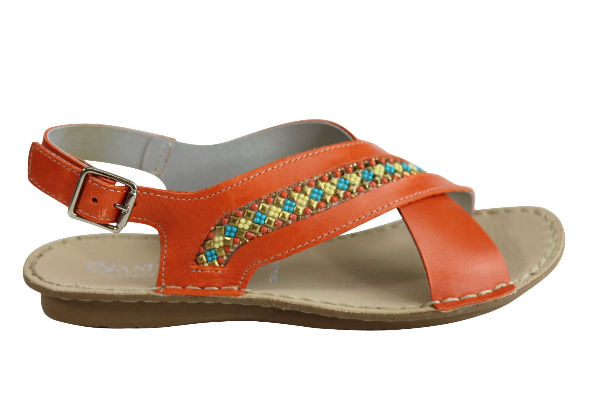 Andacco Veronique Women's Comfort Flat Leather Sandals - Handmade in Brazil - Perfect for Summer, Beach & Casual Outings