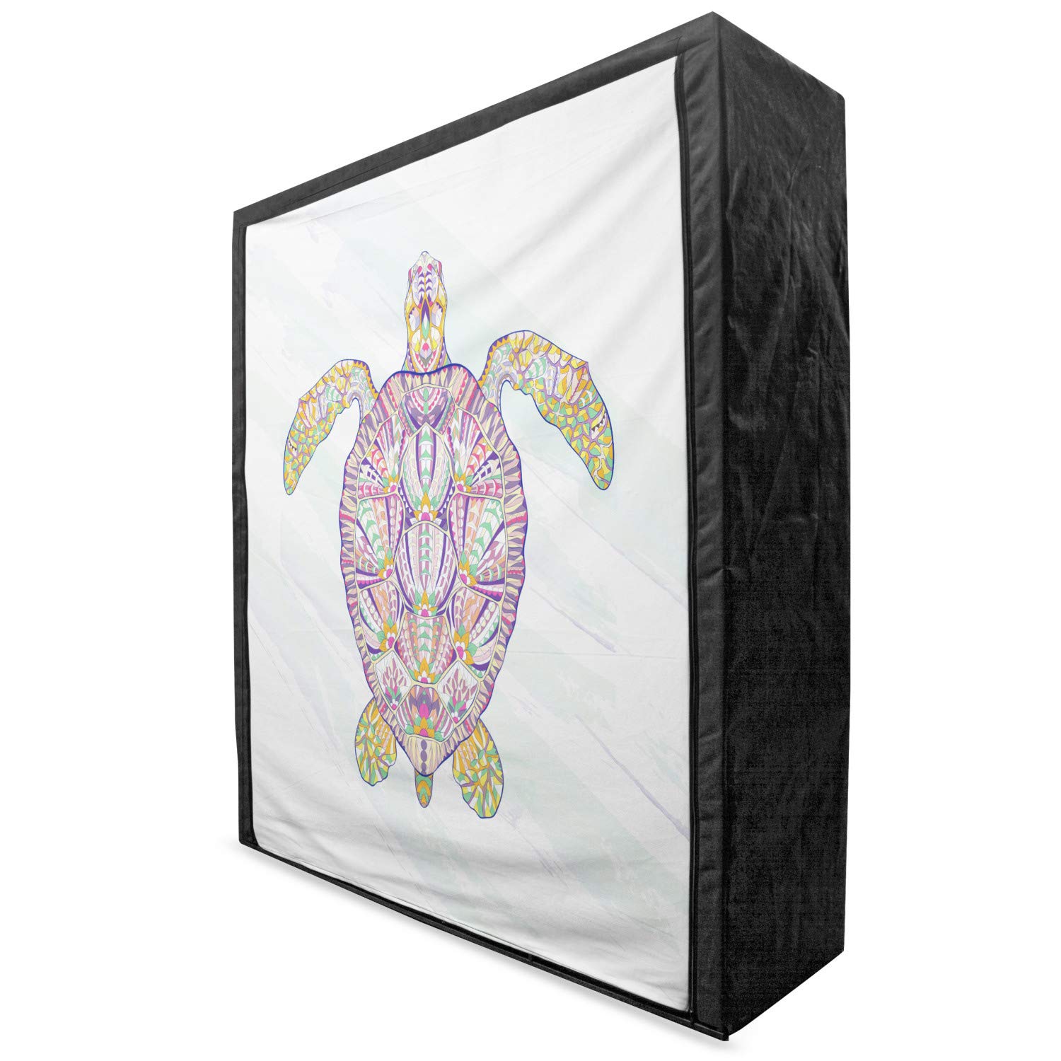 Ambesonne Ethnic Portable Fabric Wardrobe - Sea Turtle Shell Colorful Floral Design, 59