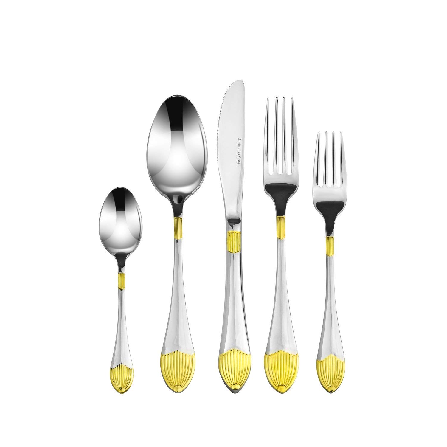 Premium 20-Piece 'Colosseum' Silverware Flatware Set - 18/10 Stainless Steel Gold Plated Dining Utensils, Service for 4 - Elegant Italian Collection for Dinner Parties, Weddings & Formal Dining