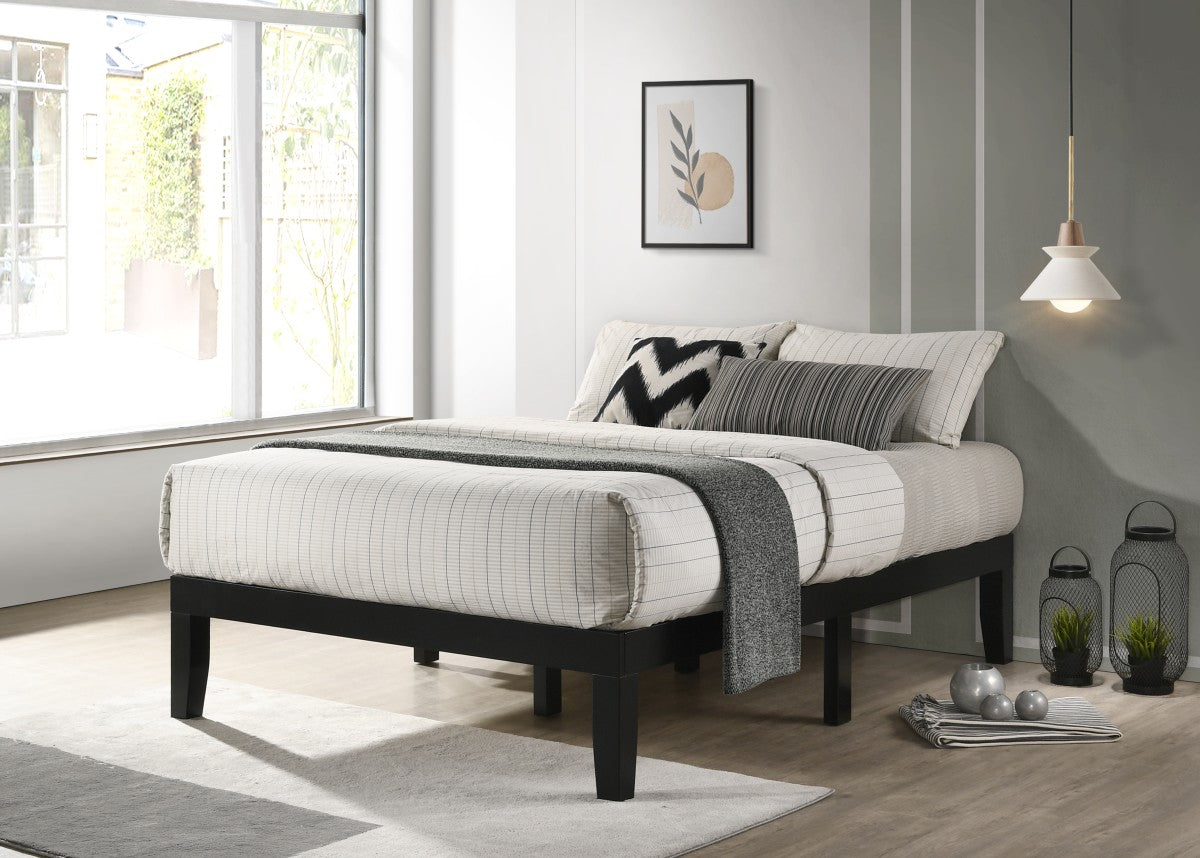 Full Platform Bed Frame with Headboard - Queen Size, Black Wooden Bed Frame for Modern Bedroom | Sturdy & Noise-Free Design for Ultimate Comfort