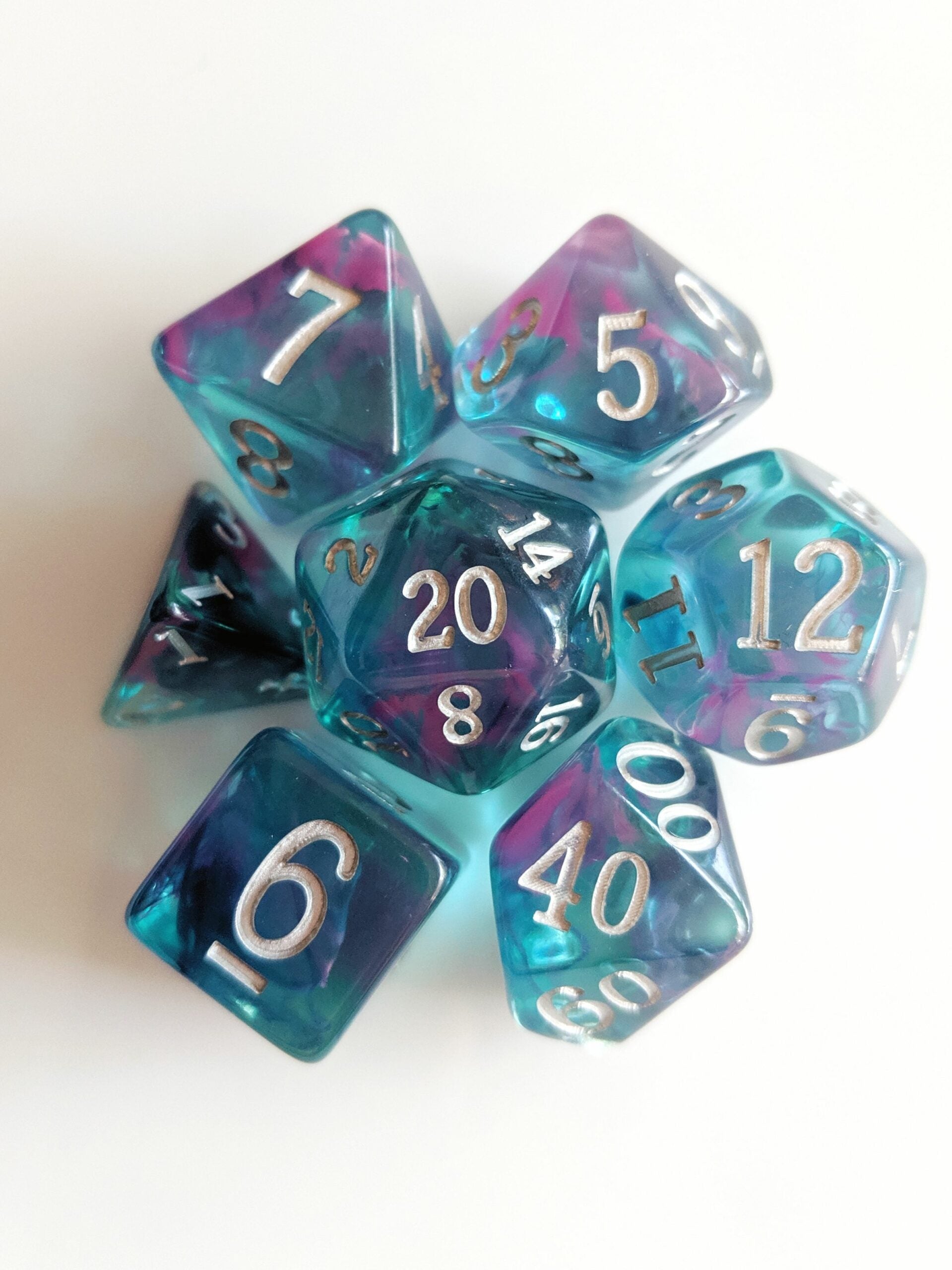 Stunning Alexandrite Nebula Dice Set - 7-Piece Polyhedral Dice for D&D, RPG, and Tabletop Gaming - Perfect for Dungeon Masters & Fantasy Role-Playing