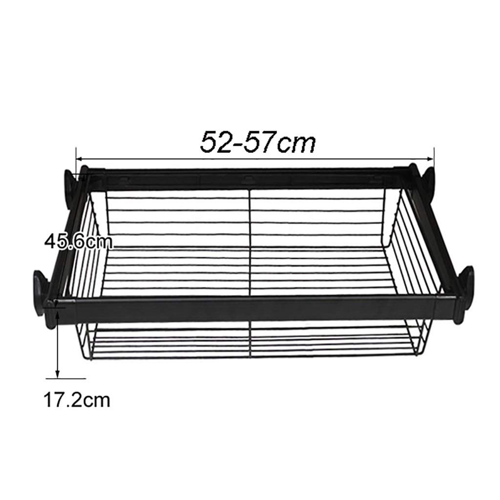Adjustable Width Pull-Out Clothing Storage Basket - Stainless Steel Wardrobe Organizer Drawer (42-92cm) for Closet, Bedroom & Laundry Room Organization (Size: 45.6x17.2cm, Adjustable 52-57cm) - Perfect for Small Spaces & Home Storage Solutions