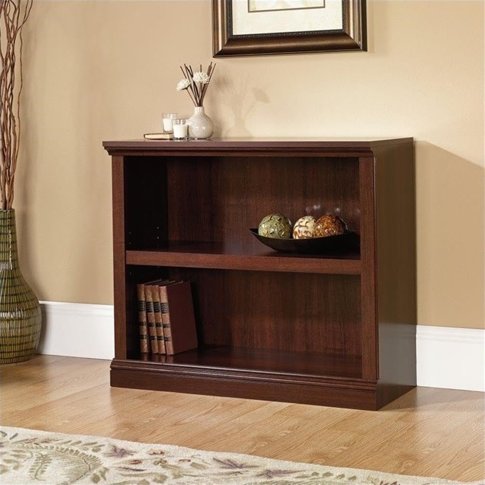 Premium 2-Shelf Wood Bookcase Set in Select Cherry - Solid Wood Bookshelves for Living Room, Bedroom & Office (Set of 2) - Perfect for Home Decor & Book Storage