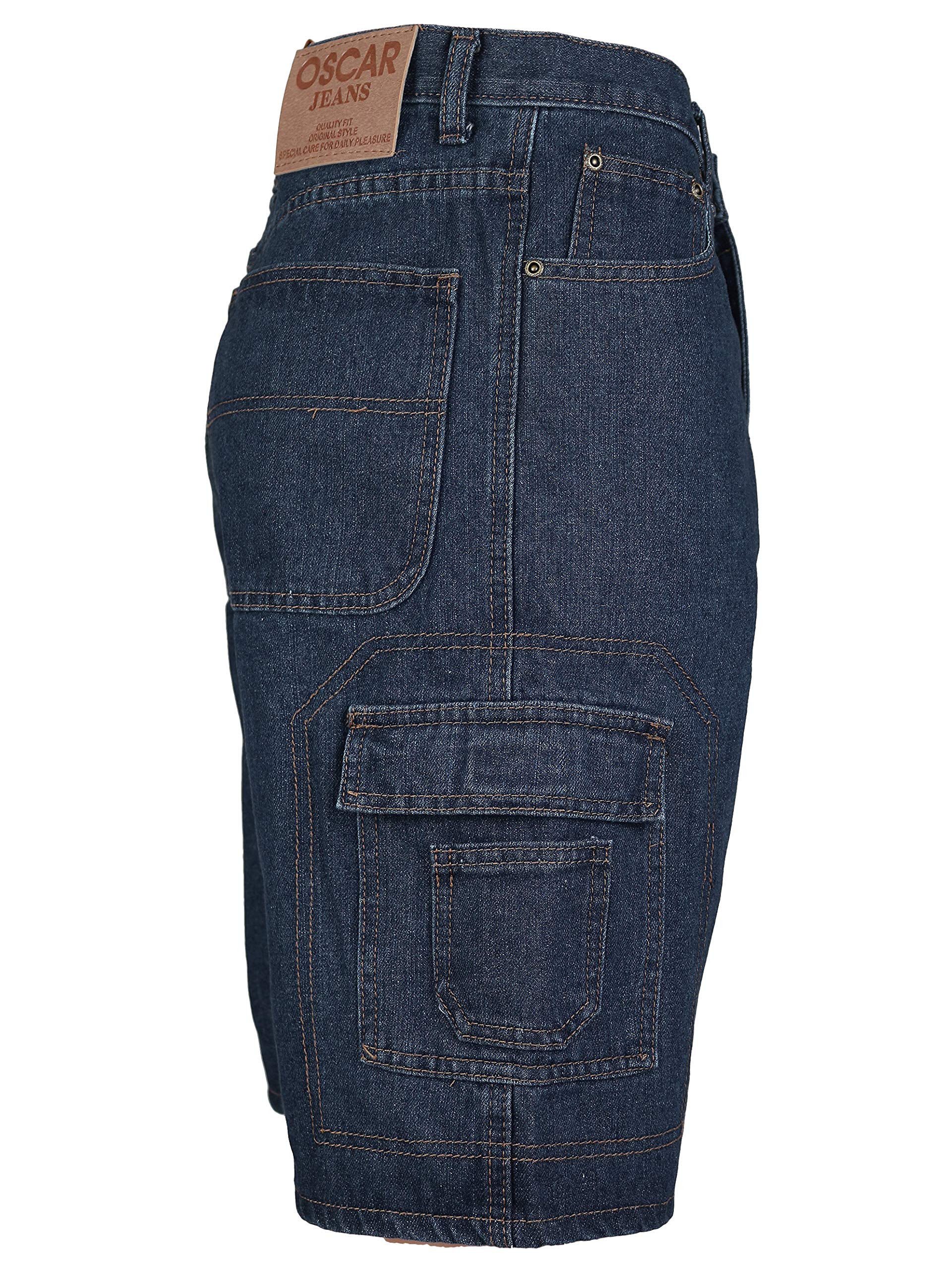 VKWear Men's Cotton Stonewash Cargo Pocket Denim Jean Shorts - Comfortable Casual Summer Shorts for Outdoor Activities, Travel & Streetwear Fashion