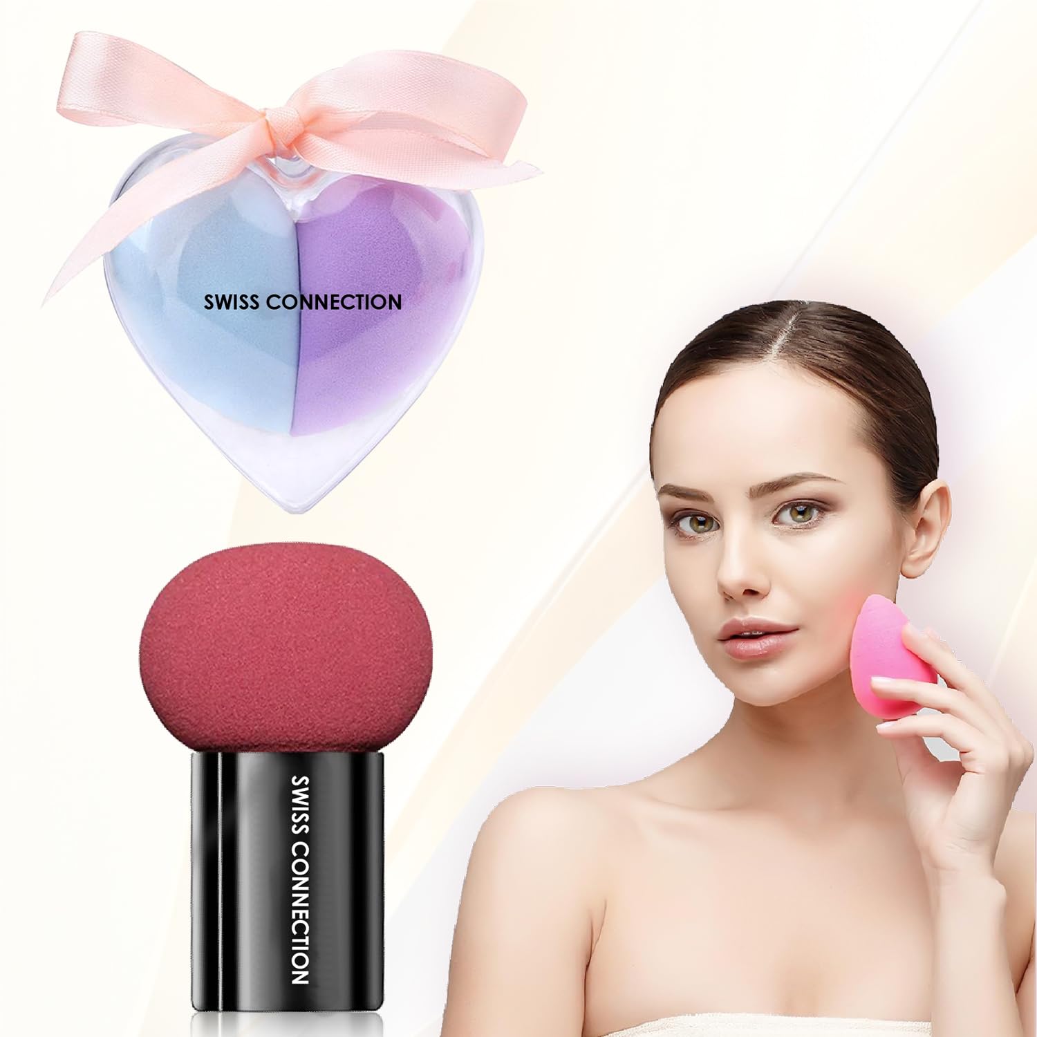Swiss Connection Vegan & Cruelty-Free Makeup Sponge Blender – Microfiber Beauty Sponge for Foundation, Cream, Powder & Contouring (Pack of 2) | Perfect for Flawless Makeup Application at Home or On-The-Go