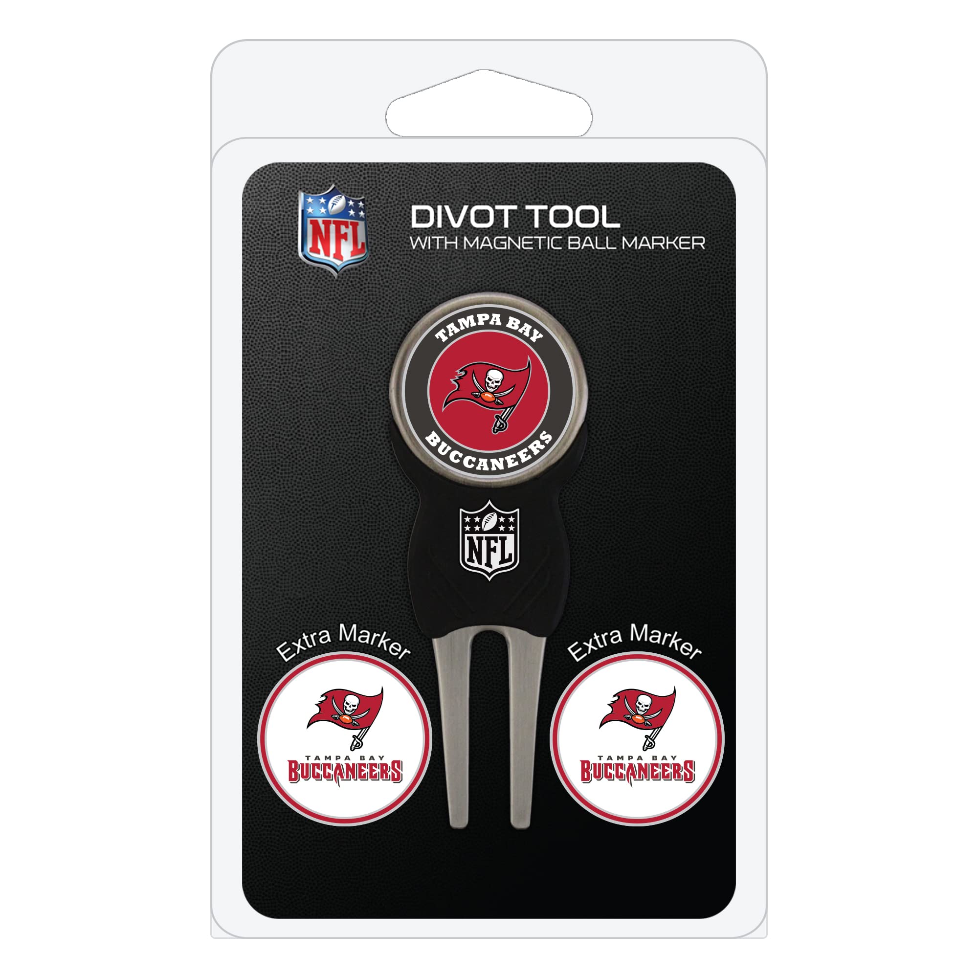 Team Golf NFL Divot Tool with 3 Removable Magnetic Double-Sided Enamel Ball Markers - Perfect for Golf Course Repair & Game Accessories (Great Gift for NFL Fans)