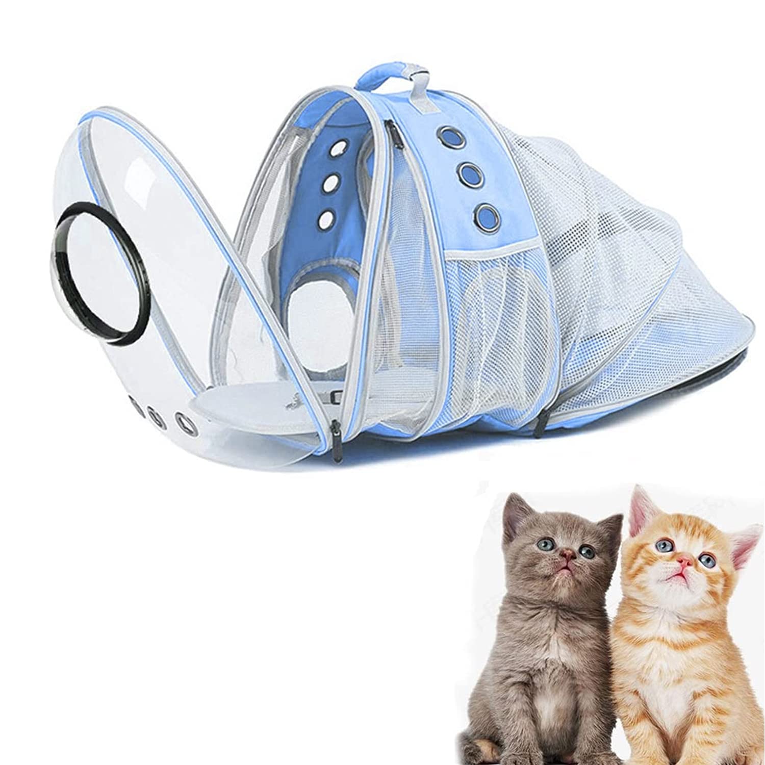 Emily Pets Airline-Approved Pet Carrier Backpack - Bubble Design for Cats & Small Dogs - Travel, Hiking & Outdoor Use - Perfect for Airplane Cabins, Vet Visits & Daily Adventures (Sky Blue)