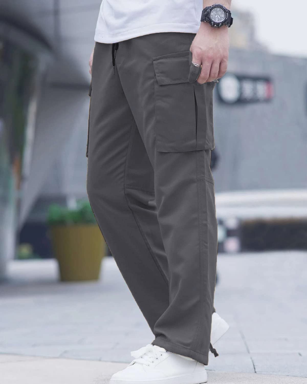 LYRXXX Men's Cargo Pants - Lightweight Hiking & Workout Joggers, Casual Sweatpants for Outdoor, Gym & Everyday Wear