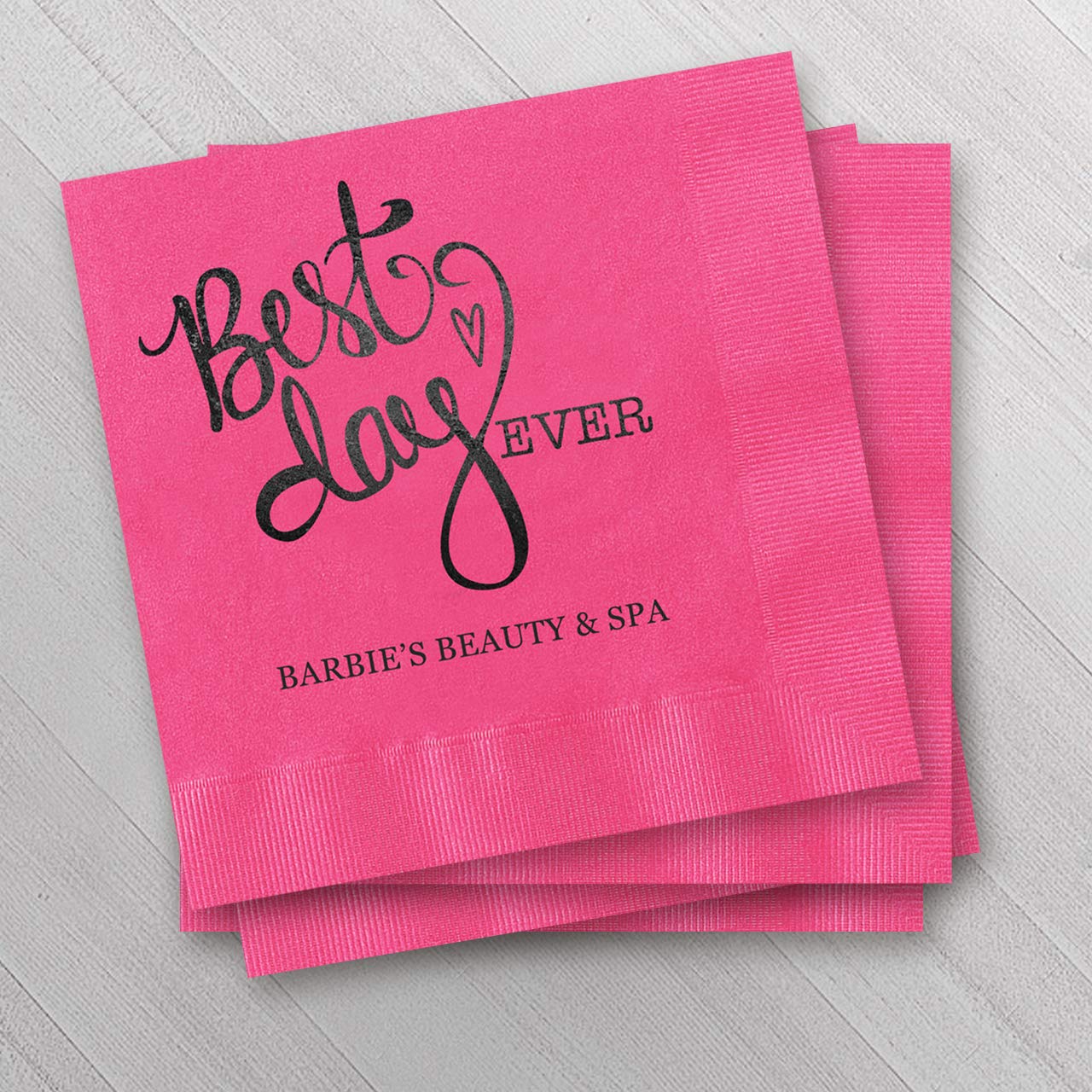 Personalized Luncheon Napkins - 100 Hot Pink 3-Ply Coined Edge Dinner Napkins | Custom Foil Printing | 6.5