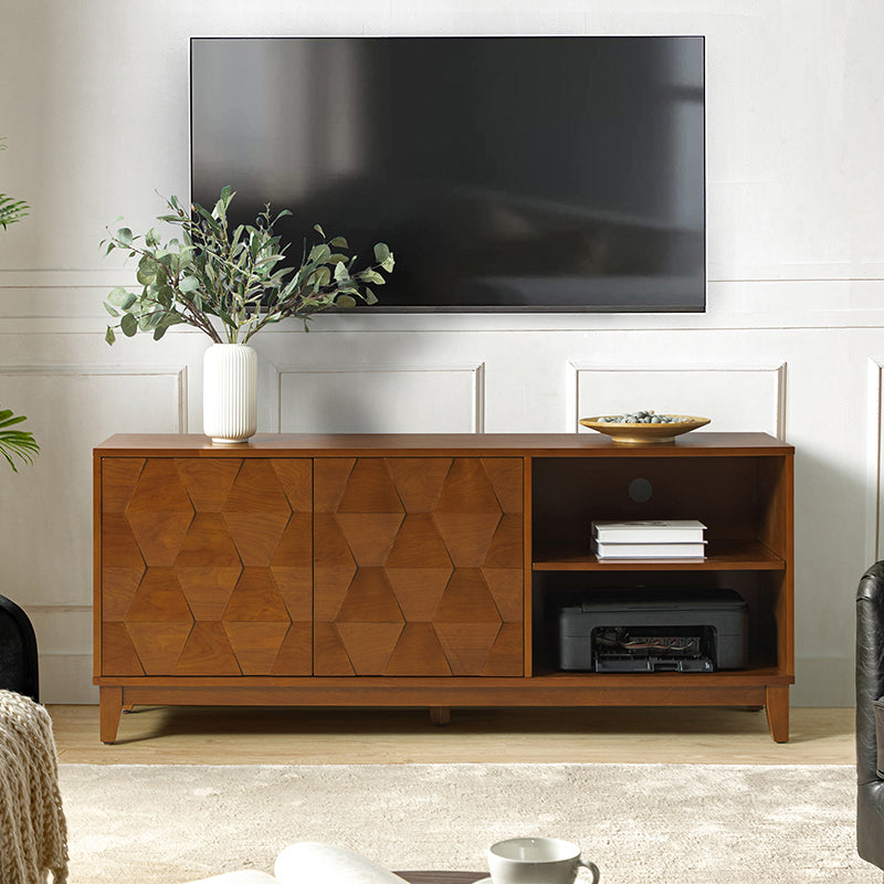 Samuel Open Storage Shelf TV Stand with Cable Management Holes - Modern Entertainment Center for Living Room, Bedroom & Home Office Organization