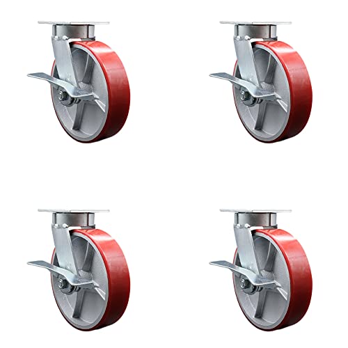 4 Swivel - Side Lock Brakes - Red