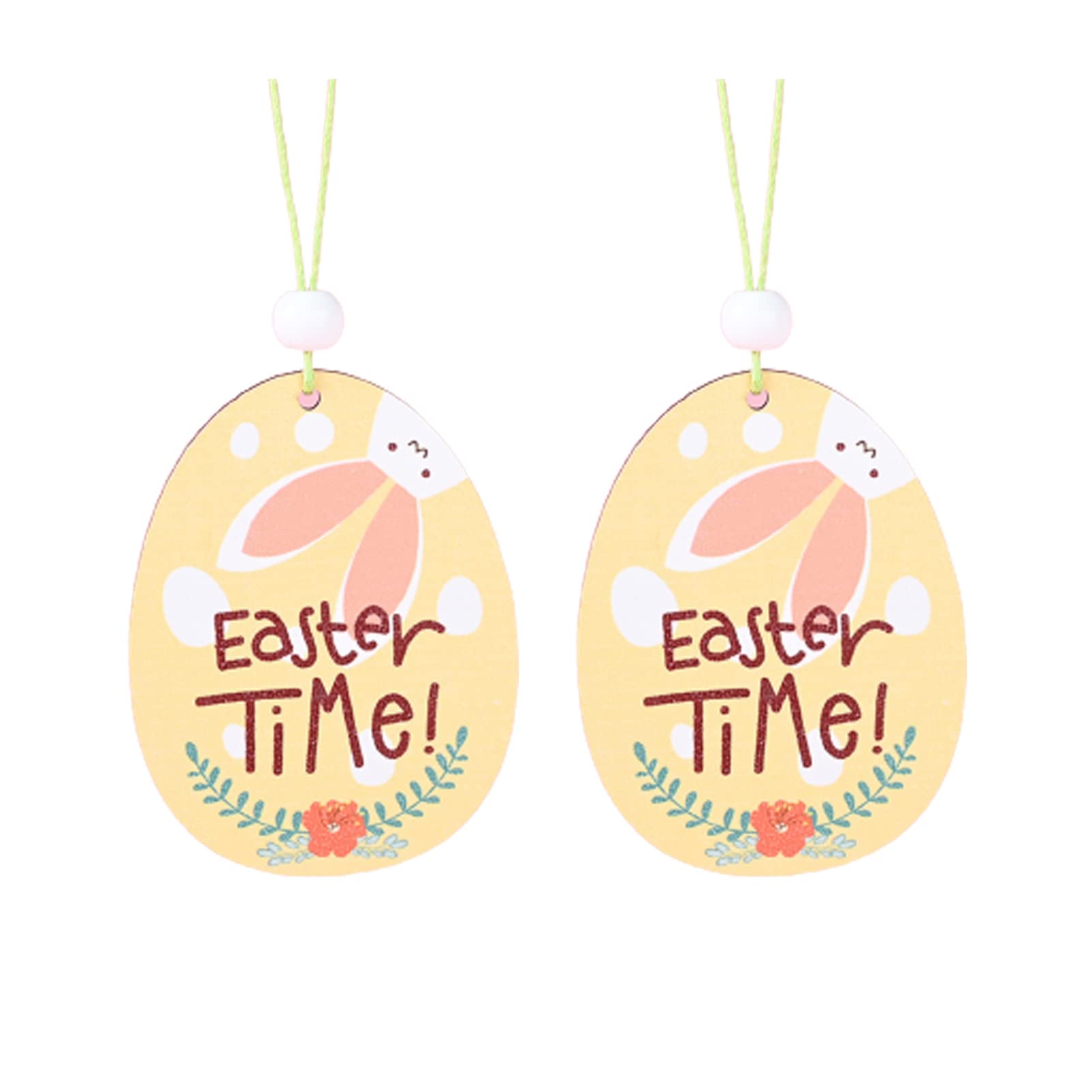 2Pcs Happy Easter Wooden Egg Pendants - DIY Easter Decorations for Kids, Easter Party Hanging Ornaments - Perfect for Easter Celebrations, Home Decor & Classroom Activities
