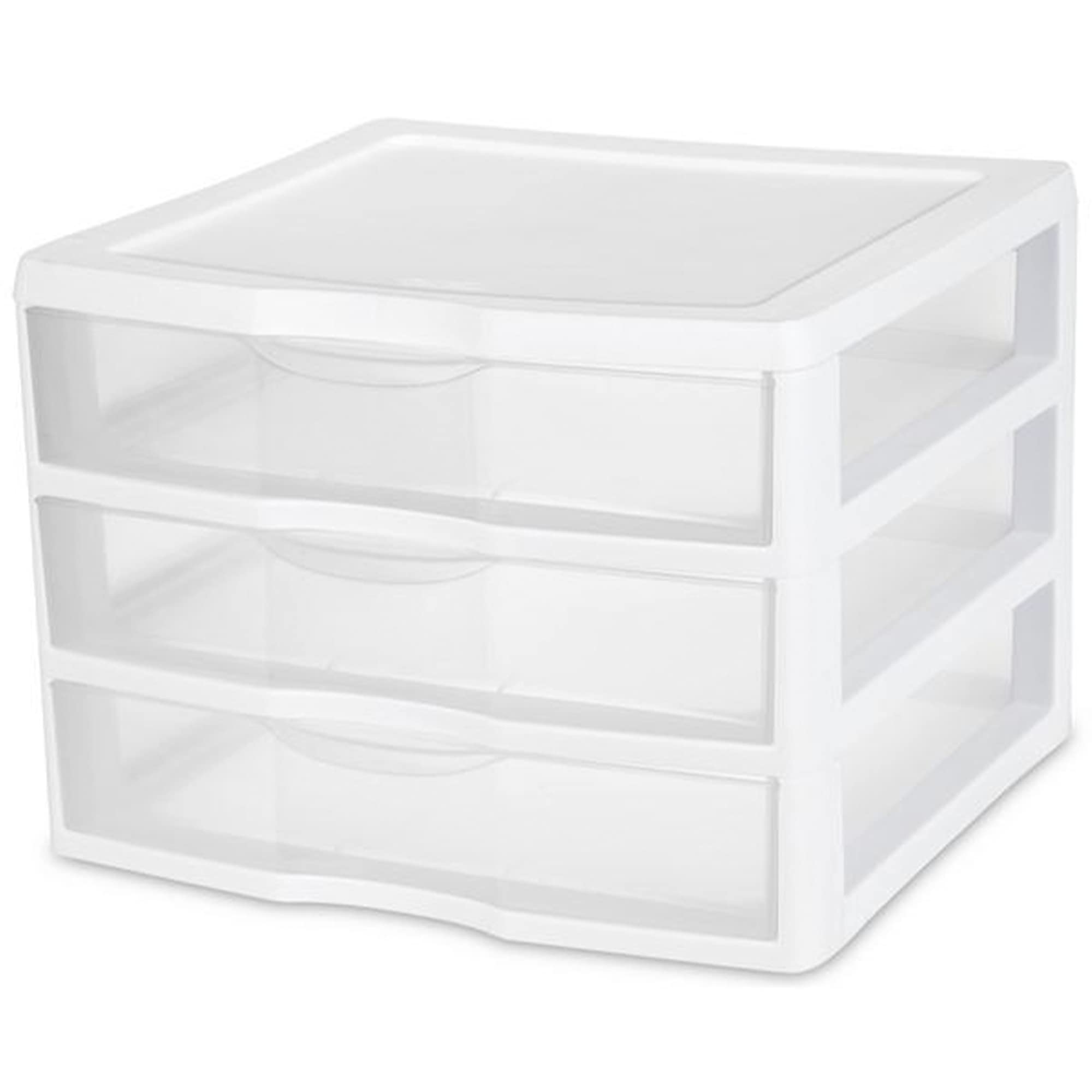 Sterilite 12-Pack 3 Drawer Desk Organizer for Office Supplies - White Plastic Storage Bins for Stationery, Pens & Small Items - Perfect for Home Office, School & Workspace Organization