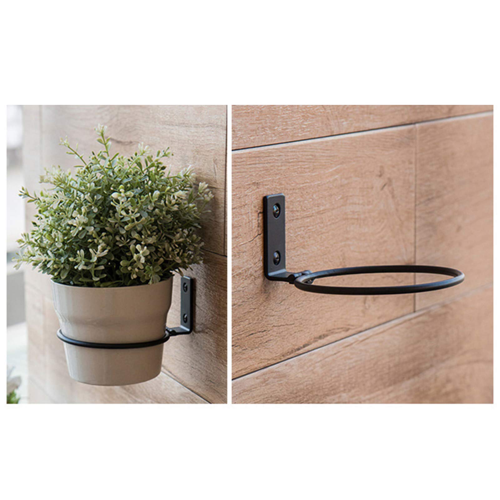 Metal Wall Mounted Pot Holder Rings - 3Pcs Black Plant Hangers for Garden & Home Decor