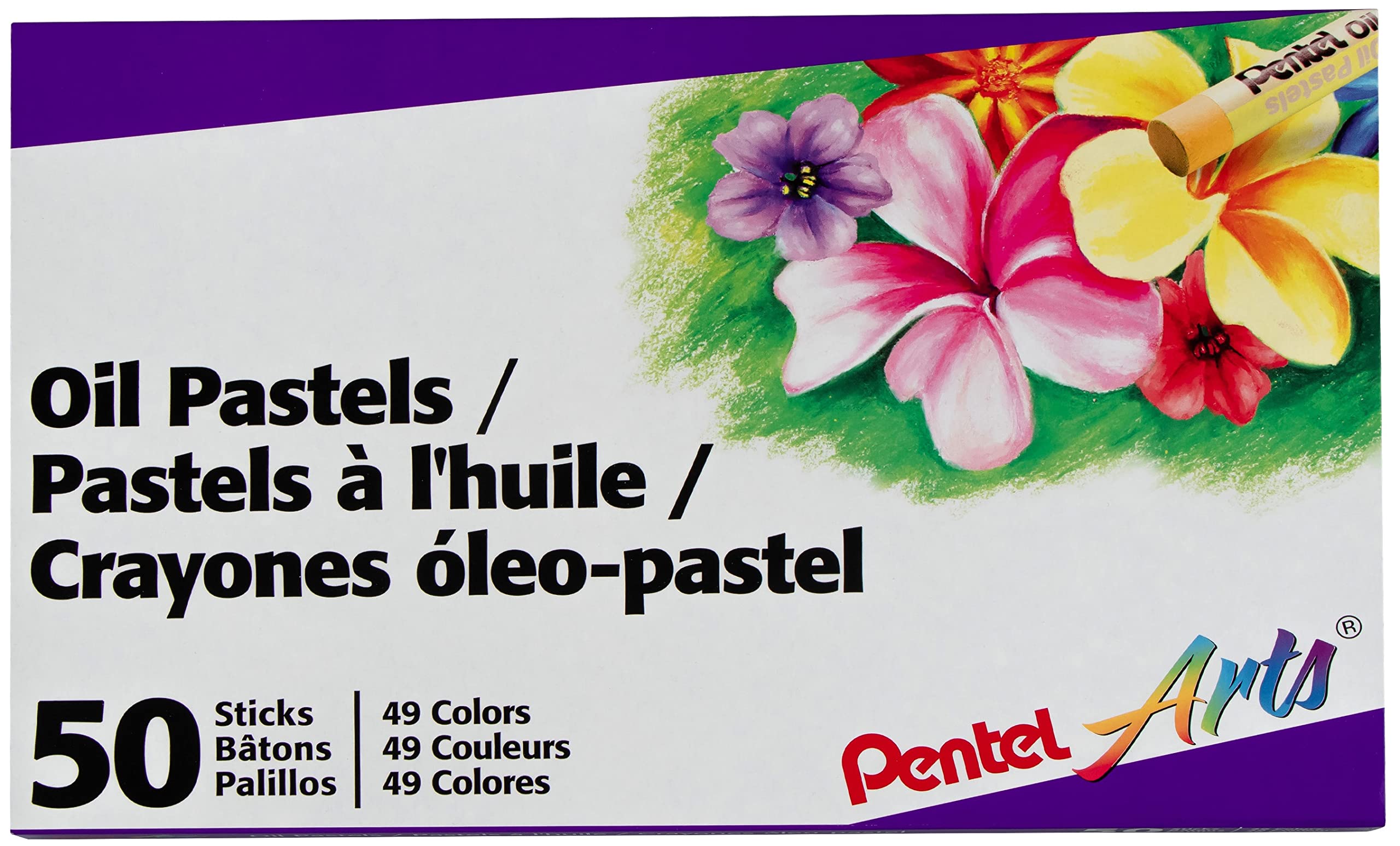 Pentel Oil Pastels Set of 12 - 50 Count Vibrant Colors for Artists & Students | Perfect for Sketching, Blending & Professional Art Projects