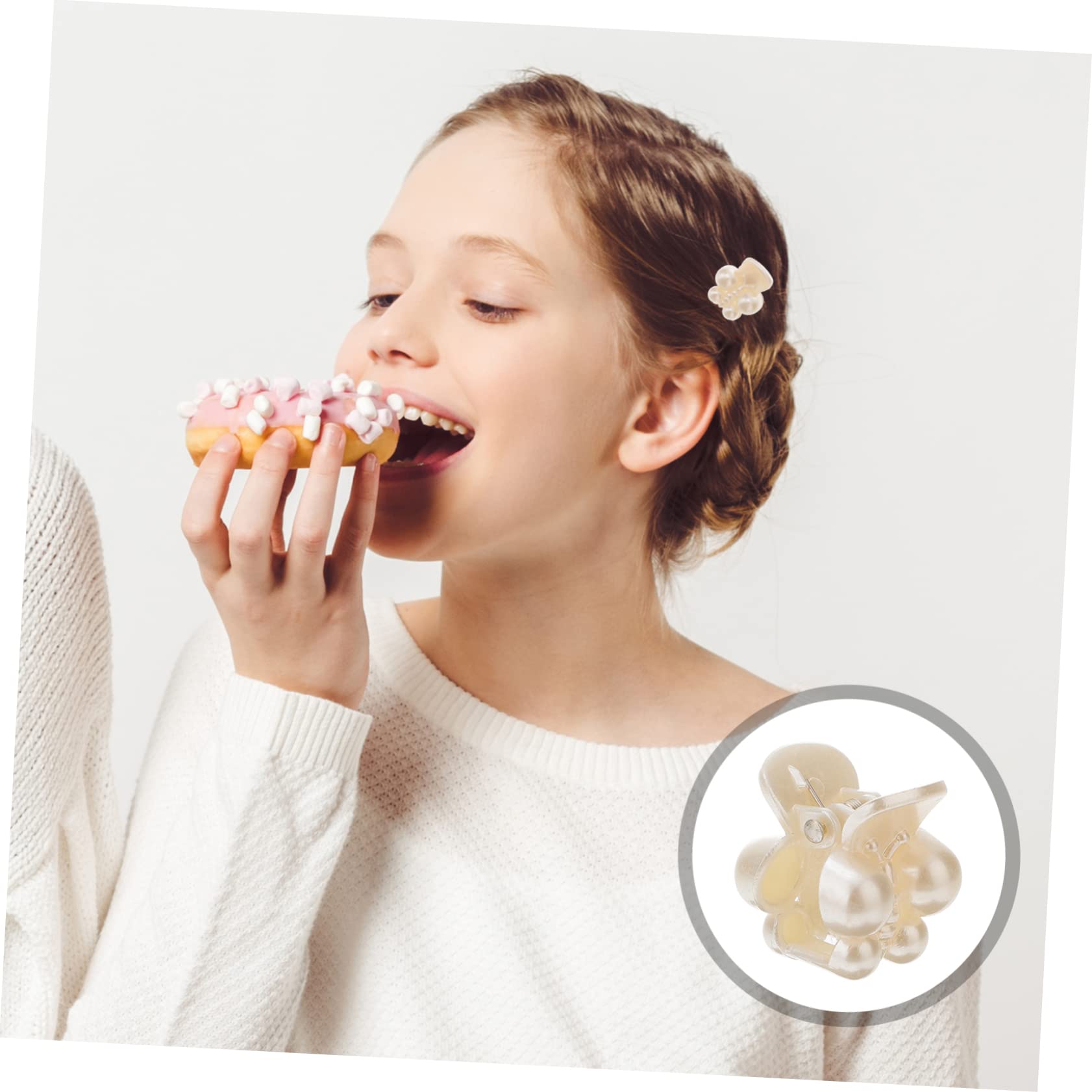 Minkissy 24pcs Pearl Hair Clips for Girls - Fashion Claw Clips for School & Party