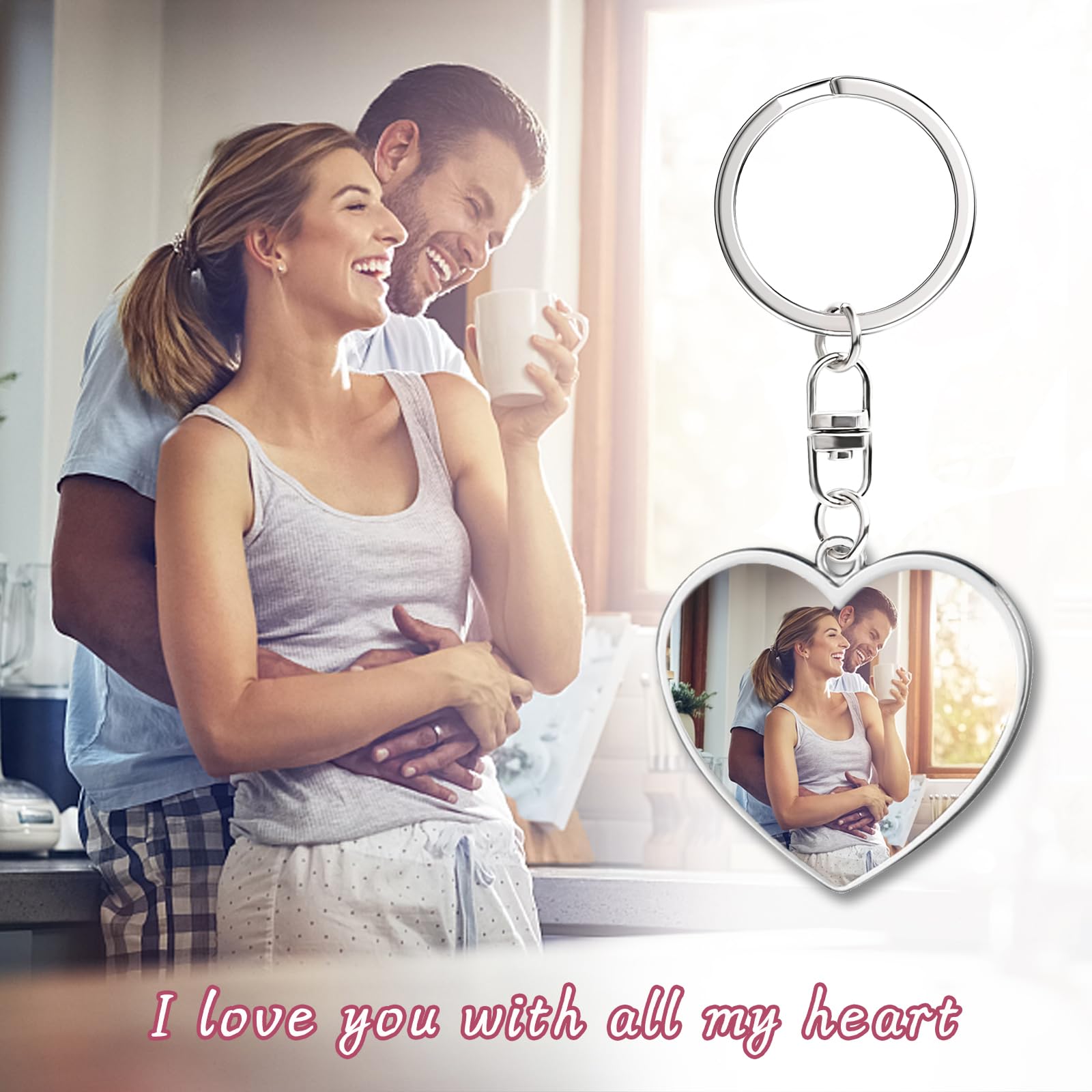 Custom Photo Keychain - Double Sided Alloy Printing with Personalized Text - Perfect for Gifts, Couples, Anniversaries & Promotions | Unique Customizable Keyrings for Everyday Use, Travel & Special Occasions