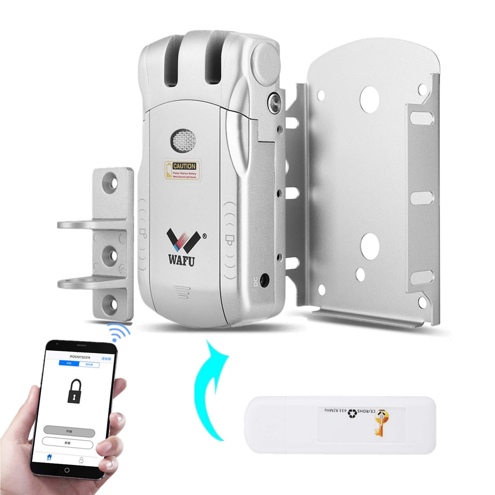 Smart Keyless Door Lock - Wireless Electronic Digital Lock with Remote Control, Touchscreen & Anti-Theft Security for Home & Office (Silver) | USB Bluetooth Adapter Included | Perfect for Smart Homes, Vacation Rentals & Business Security