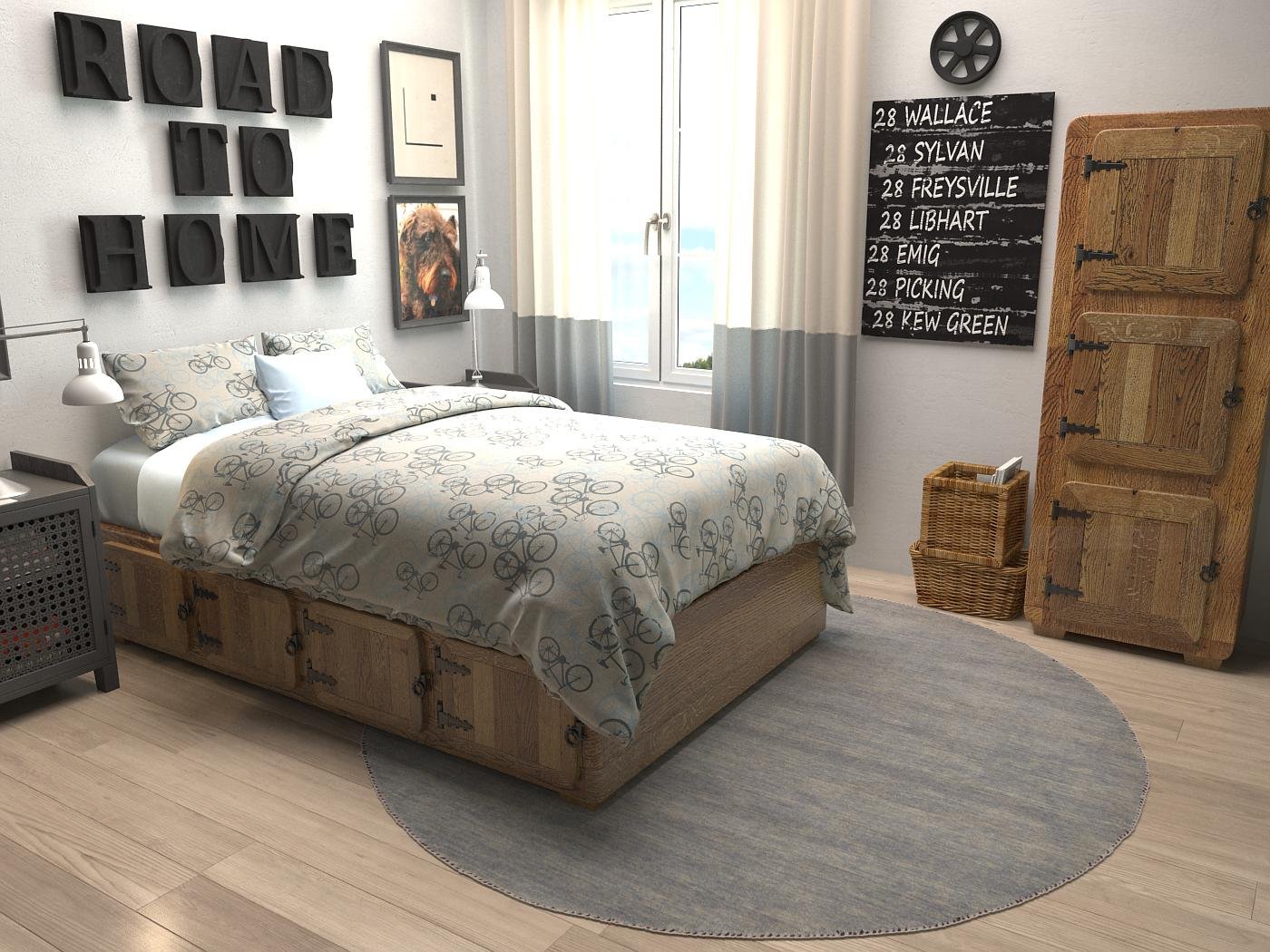 Unique Loom Solid Gava Collection 100% Natural Twisted Wool Modern Gray Round Area Rug (6' x 6') - Perfect for Living Room, Bedroom or Office Decor