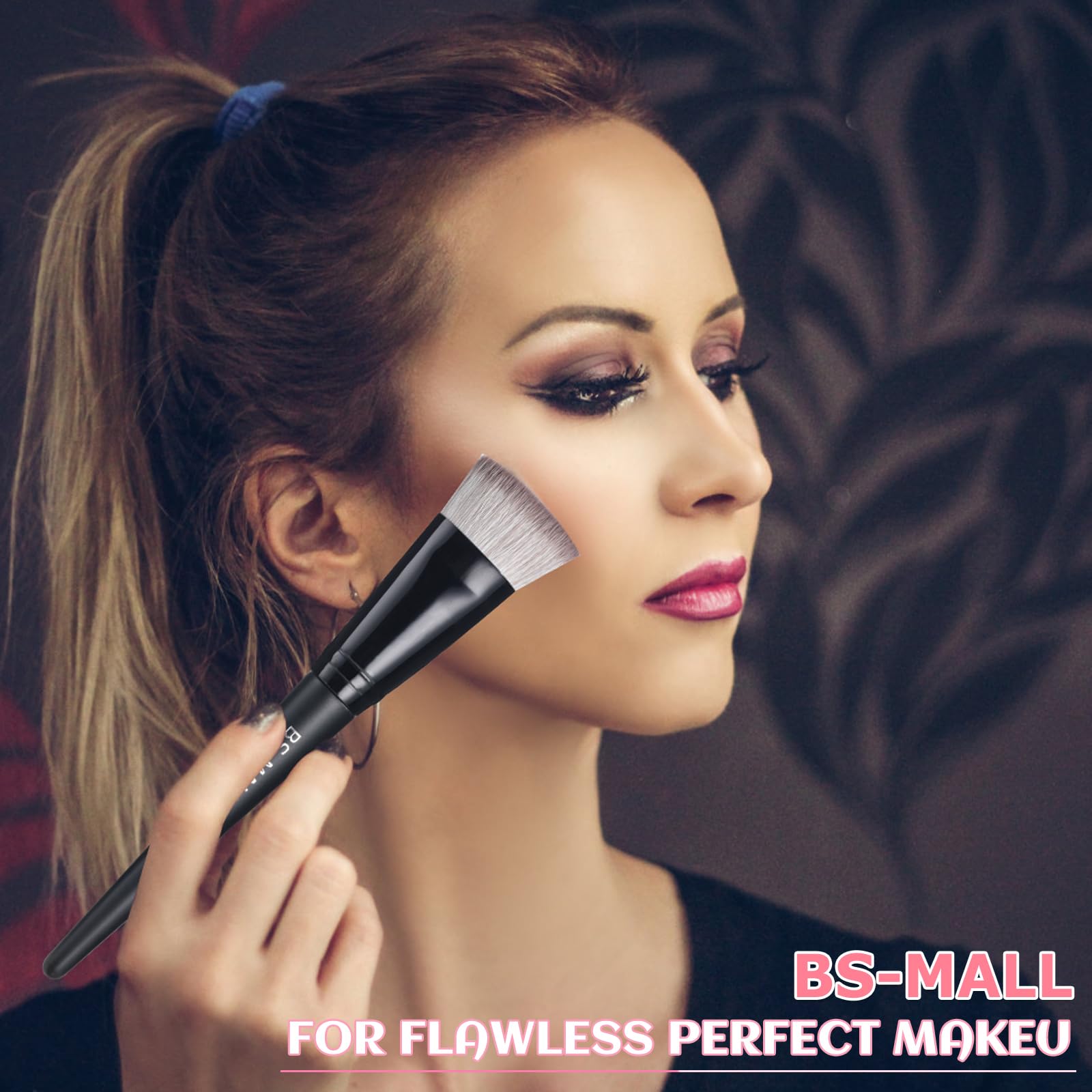 BS-MALL Professional Foundation Makeup Brush Set - 2 Pack Soft Synthetic Kabuki Brushes for Flawless Liquid & Powder Application | Home, Travel & On-the-Go Makeup Kit Essentials