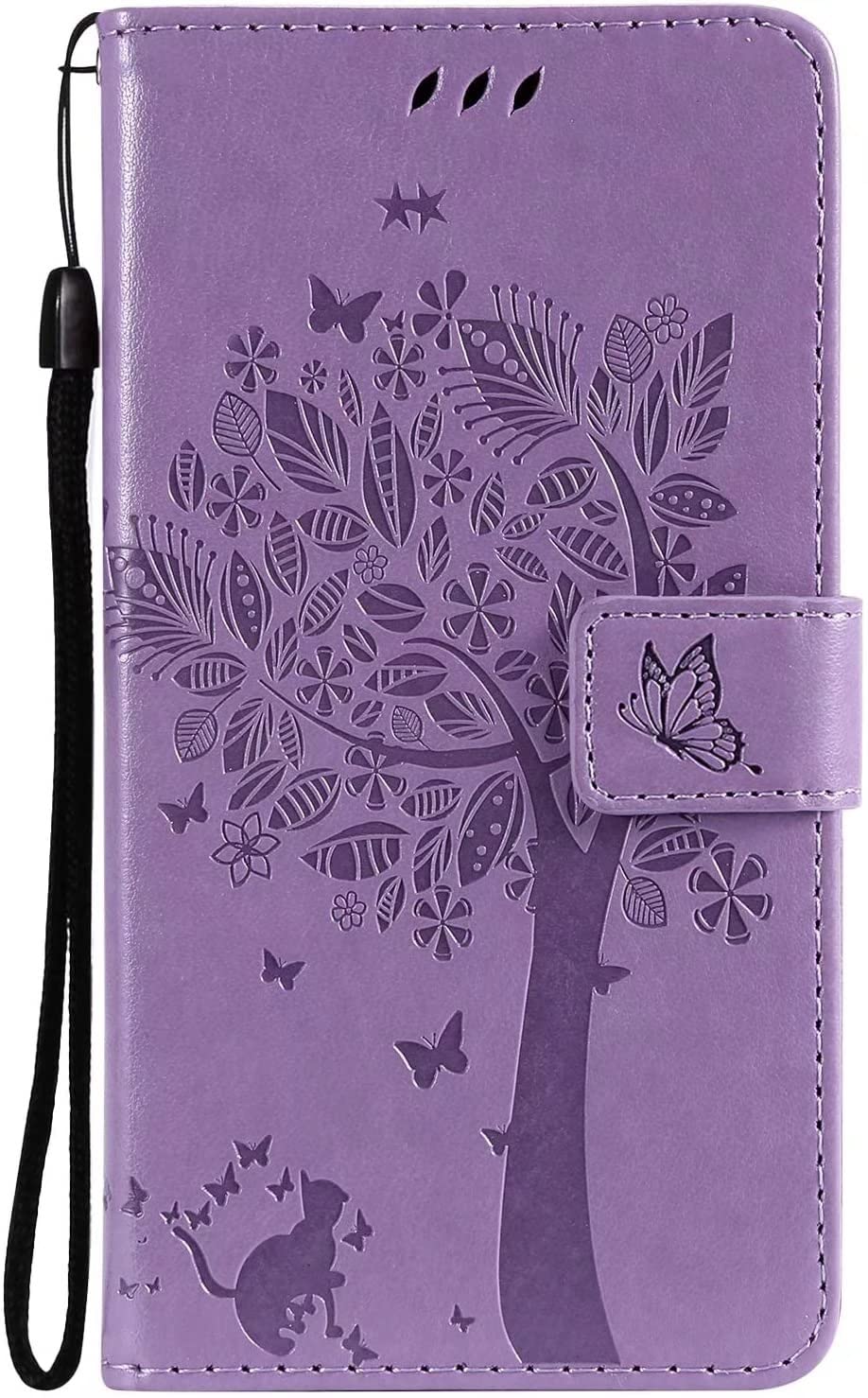 Premium Samsung Galaxy C5 Wallet Case - Shockproof PU Leather Flip Cover with TPU Interior Shell | Trendy Lavender Design | Perfect for Work, Travel & Everyday Protection