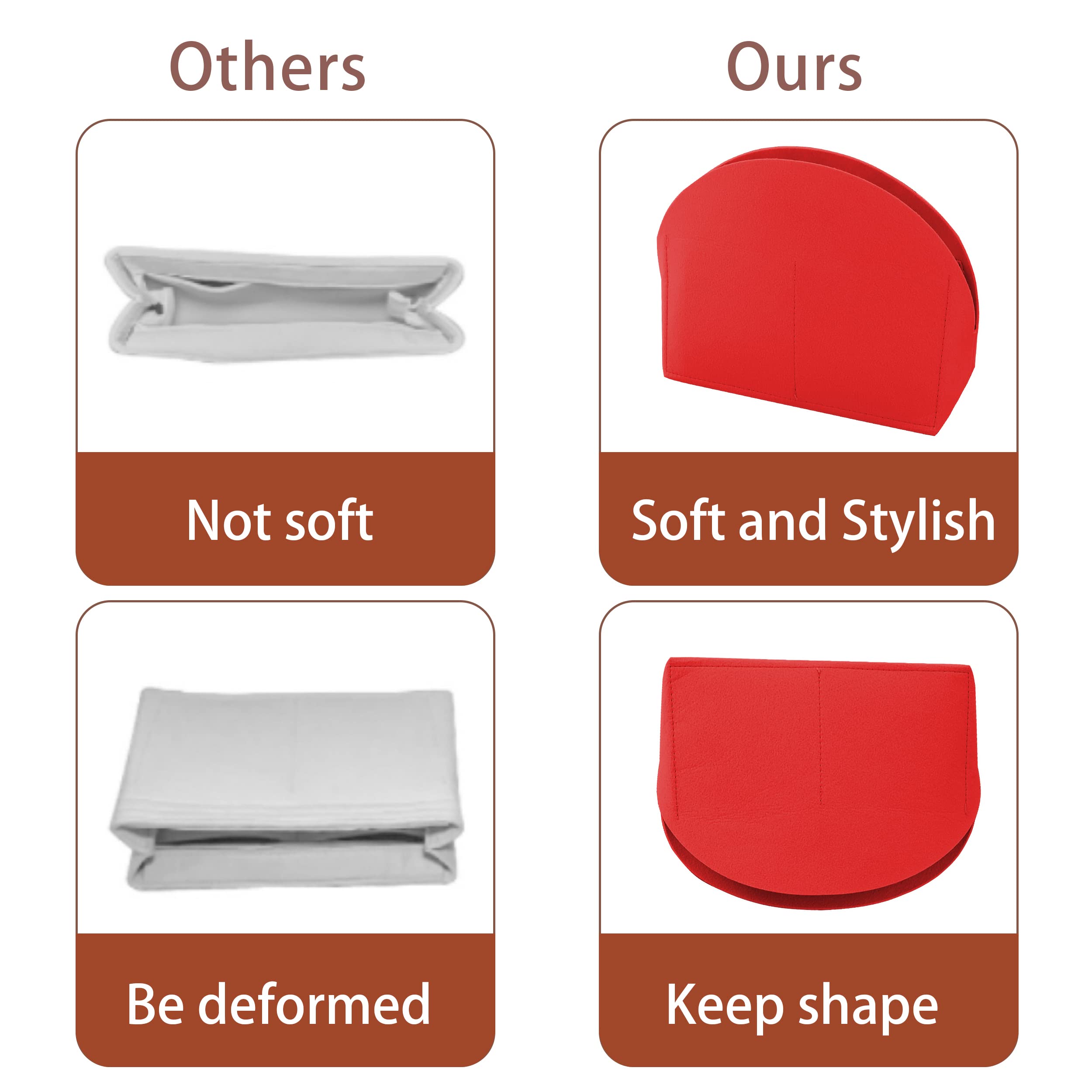 MISIXILE Felt Purse Organizer Insert for Louis Vuitton Alma BB PM - Premium Handbag Organizer for Women (Red) - Perfect for Travel, Work & Daily Use