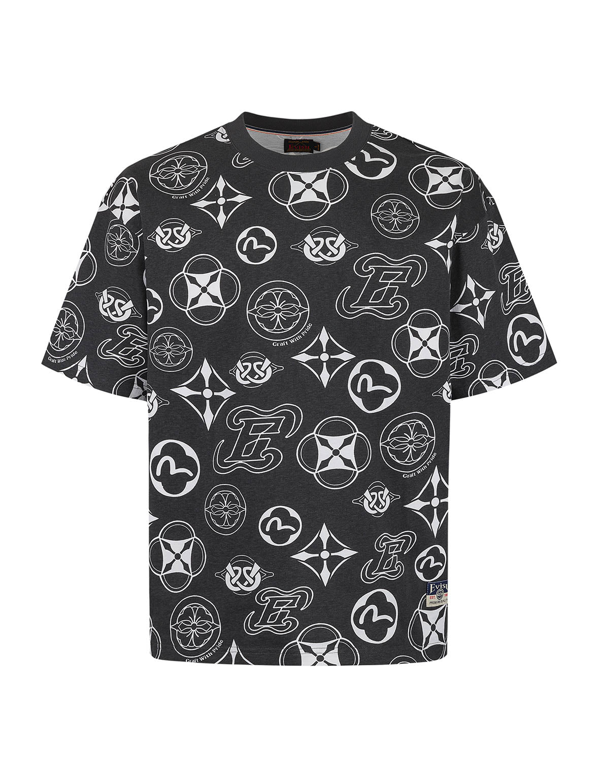 Trendy Allover Multi Logo Print Loose Fit T-Shirt for Men & Women - Casual Streetwear, Graphic Tee for Everyday Wear