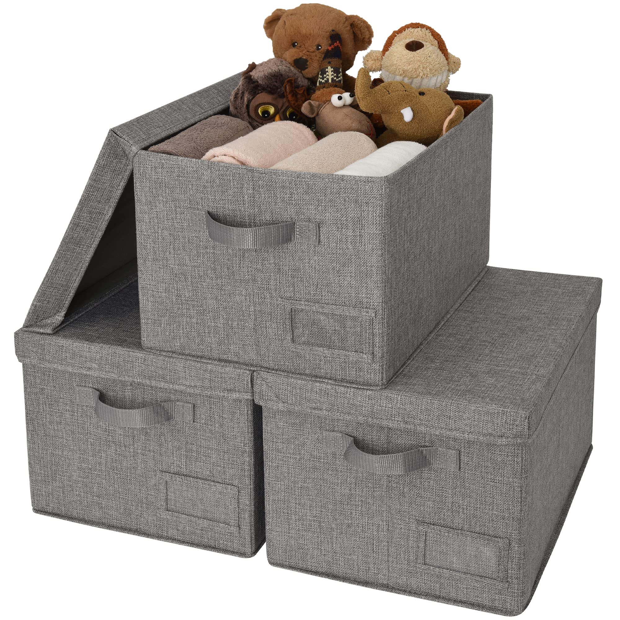 GRANNY SAYS 3-Pack Decorative Storage Containers & 3-Pack Clothing Storage Bins with Lids - Organize Closet, Bedroom, Nursery & Office Supplies
