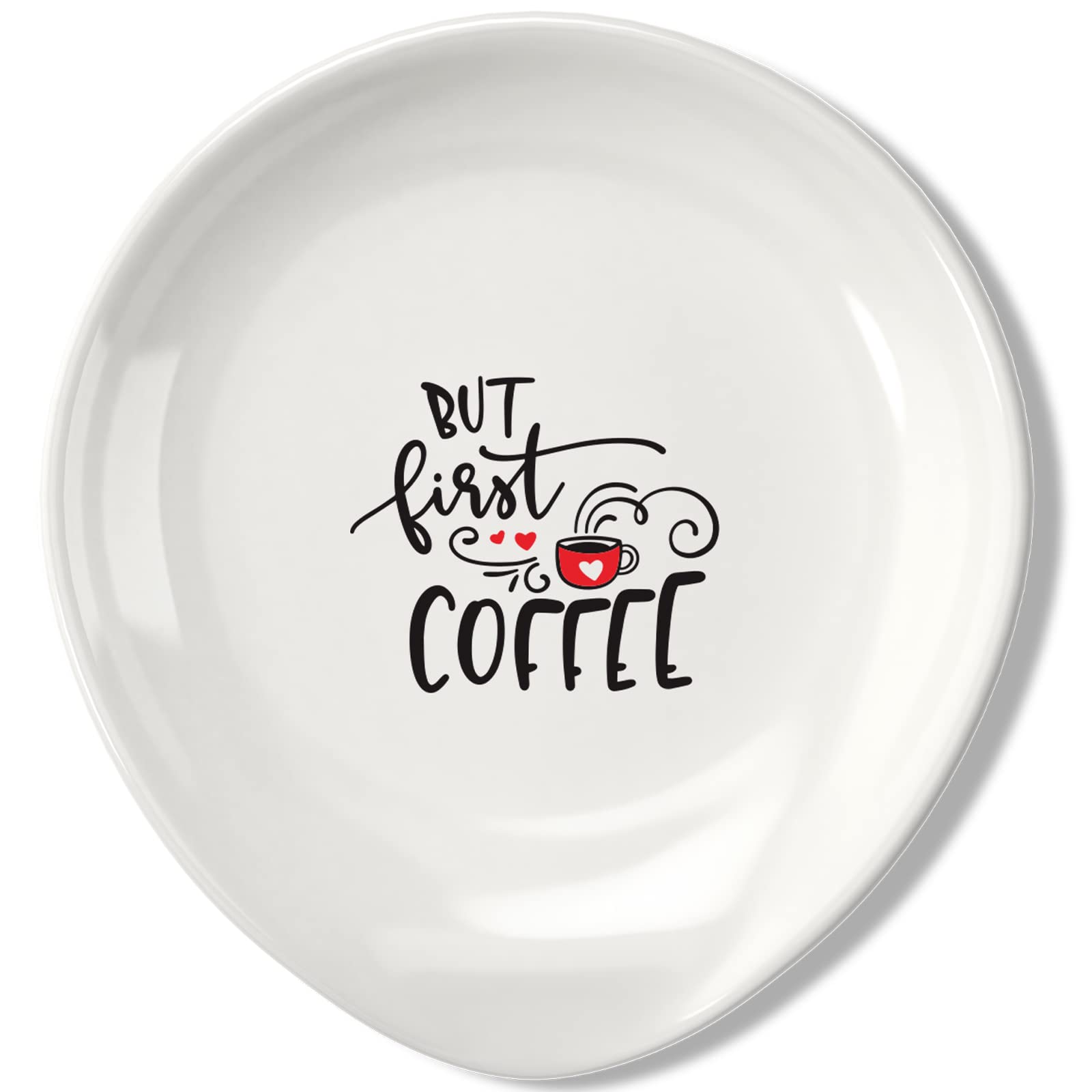 Funny Ceramic Coffee Spoon Rest - Cute Coffee Bar Decor with Inspirational Quote - Perfect Coffee Station Accessory for Men & Women - Ideal Gift for Coffee Lovers - 'But First Coffee' Design - Great for Home Kitchens, Office Break Rooms & Coffee Shops