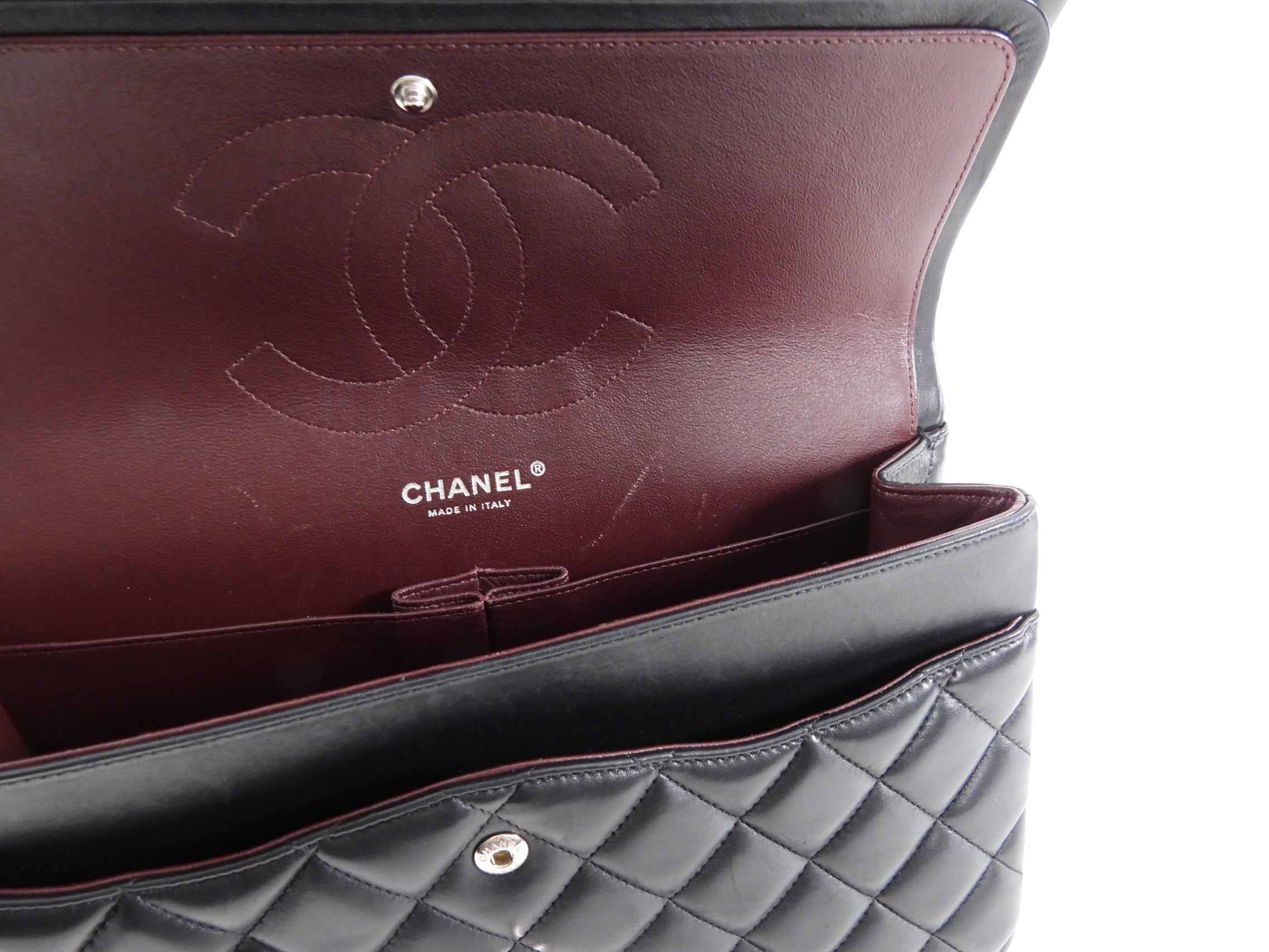 Chanel Black Lambskin Leather Jumbo Double Classic Flap Bag with Silver Hardware - Luxury Designer Handbag for Women, Perfect for Evening Events & Special Occasions