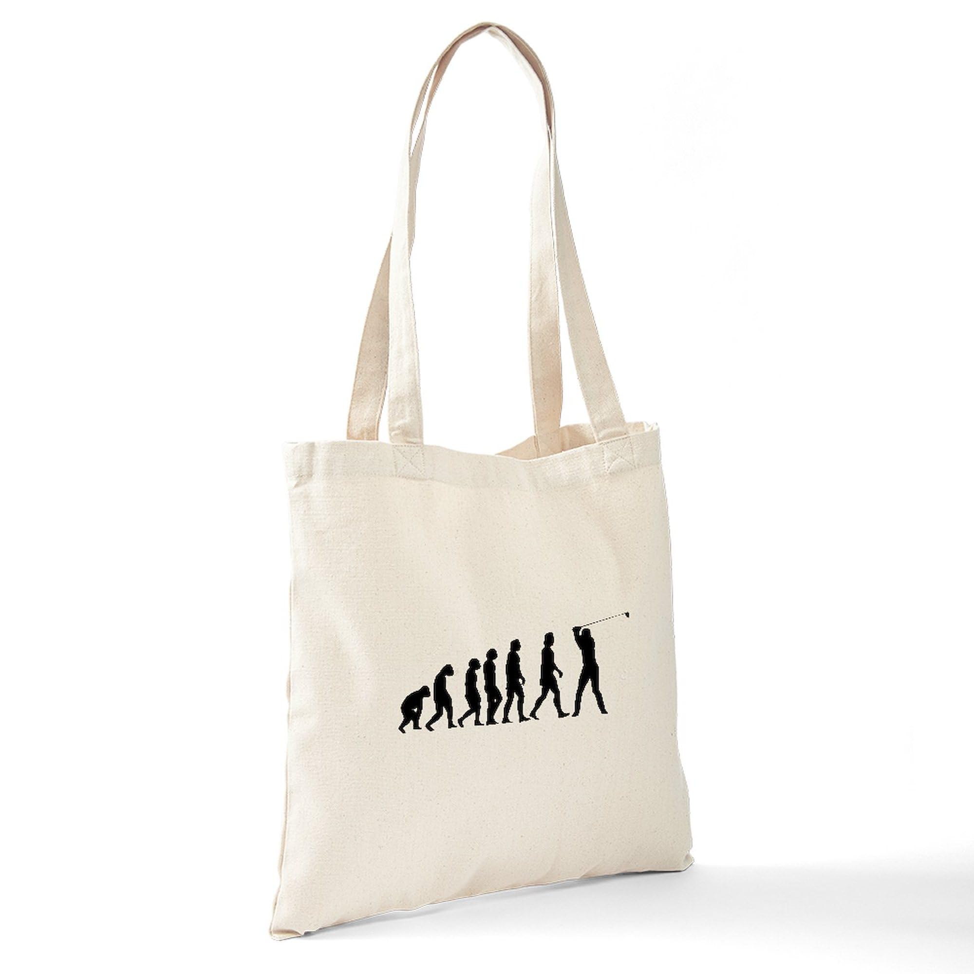 The Evolution Of Golf Tote Bag - Natural Canvas Reusable Shopping Bag for Golf Enthusiasts - Perfect for Golf Outings, Grocery Shopping & Beach Trips