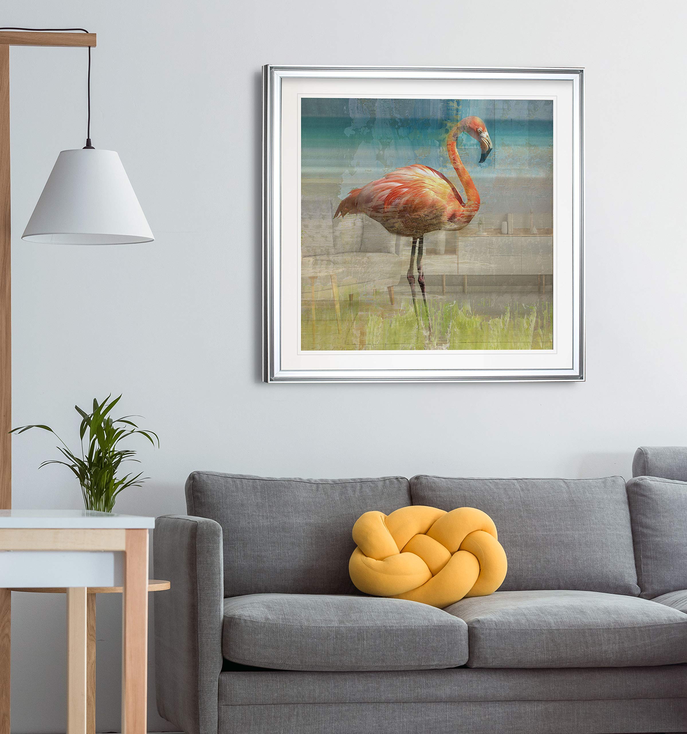 Flamingo Fancy I Bird Artwork - Seascape Giclee Canvas Prints - Framed Animal Wall Decor Painting for Living Room & Bedroom - Premium Gallery Quality Art