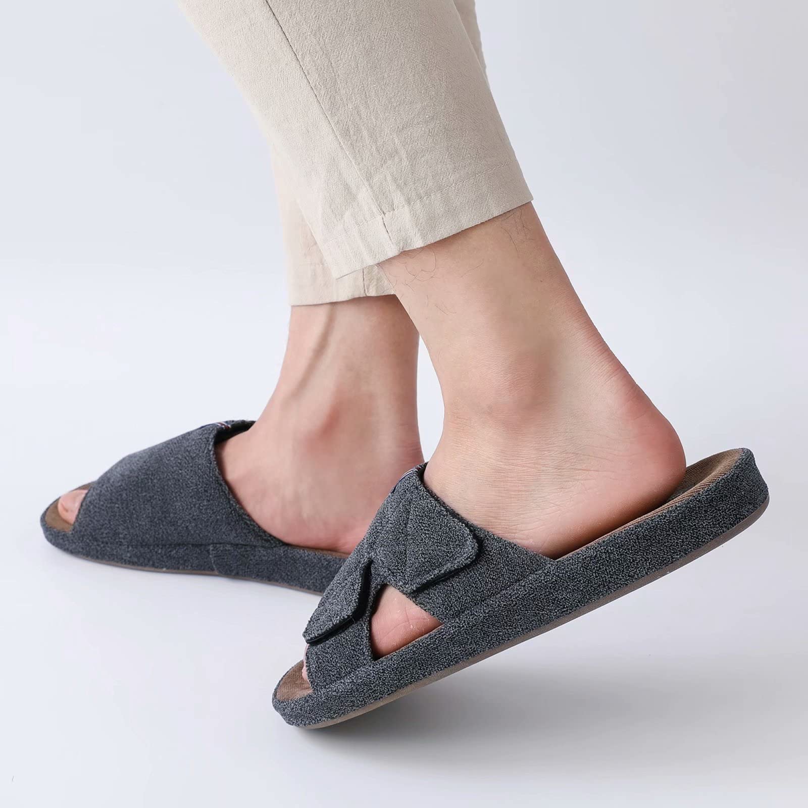 Men's Adjustable Open Toe Slippers with Arch Support - Anti-Slip Cross Band Design for Indoor & Outdoor Use - Perfect for Home, Garden, Poolside and Relaxation