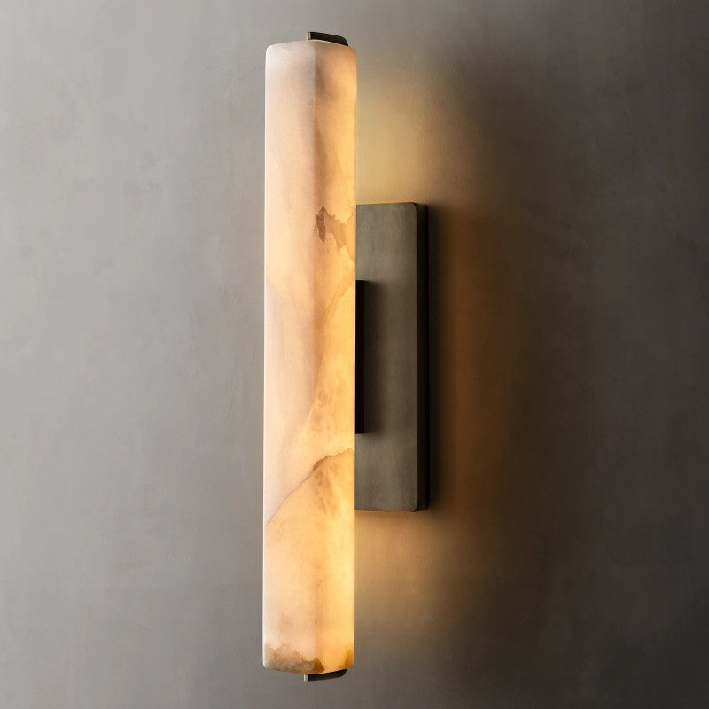 Elegant Ausle Alabaster Single Sconce Wall Light - Vintage Inspired Bathroom Vanity Lighting for Bedroom, Hallway & Entryway