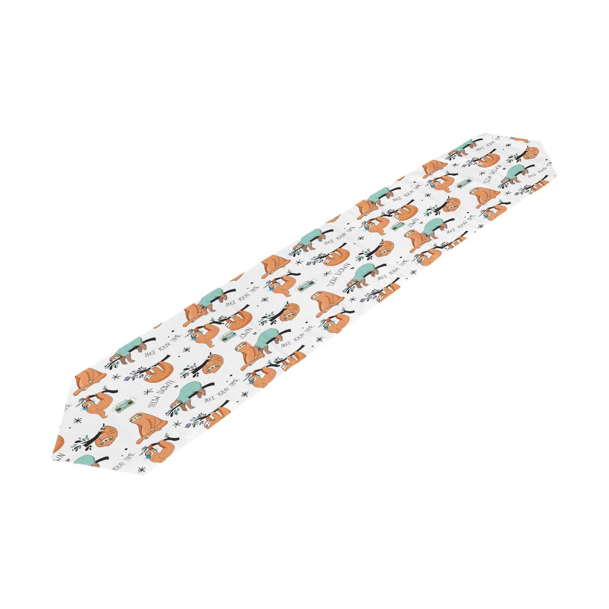 AUUXVA 13x70 Inches Long Table Runner - Cute Sloth & Floral Pattern Polyester Tablecloth for Dining, Kitchen, Coffee Table | Perfect for Home Decor, Parties, Banquets & Holiday Celebrations