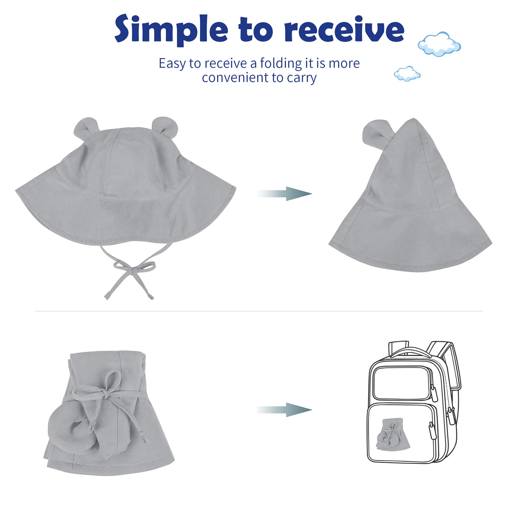 Zando Baby & Toddler Sun Protection Bucket Hat - UPF 50+ Wide Brim Beach Hat for Infants & Girls, Adjustable Chin Strap, Lightweight Summer Sun Hat for Outdoor Play, Beach, Park & Pool Activities