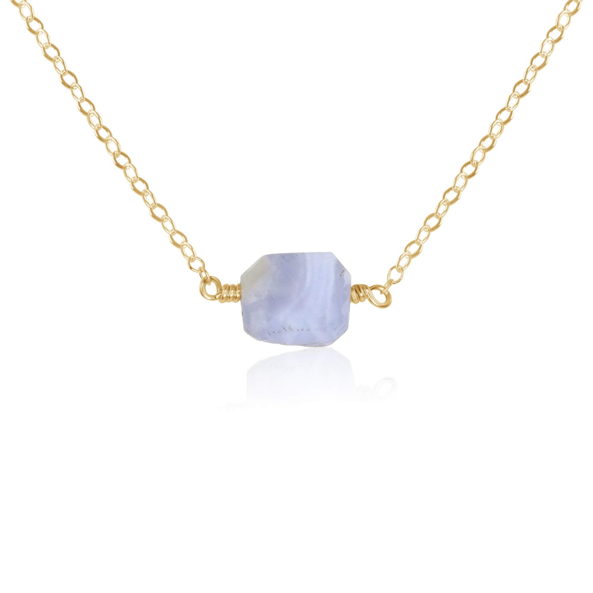Raw Blue Lace Agate Crystal Nugget Necklace - Natural Healing Stone Jewelry for Women - Perfect for Meditation, Energy Healing & Spiritual Gifts
