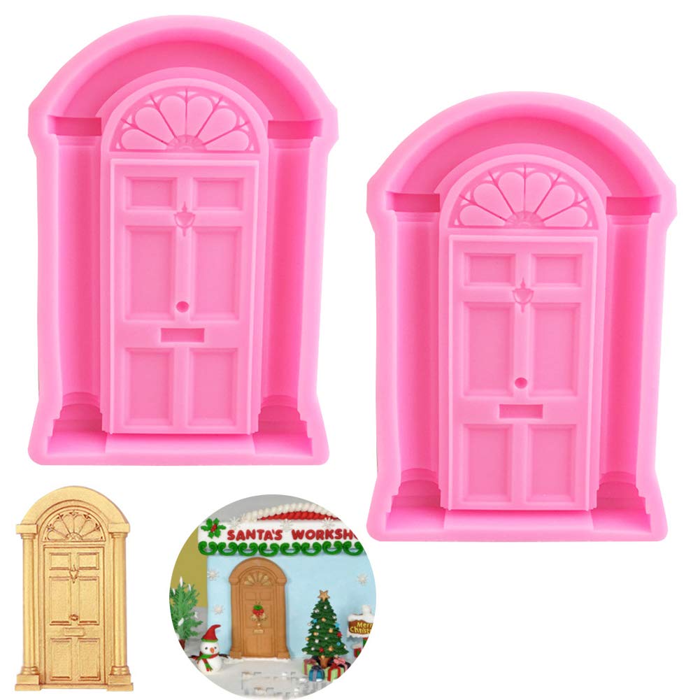 Luckycivia 2 Pack Silicone Door Window Baking Molds - Cake Decorating Tools for Fondant, Chocolate, Candy - Perfect for Birthday Cakes, Wedding Cakes & DIY Baking Projects