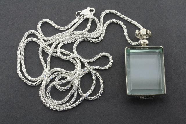 Elegant Rectangular Glass Locket Pendant with 70cm Wheat Chain - Perfect for Valentine's Gifts, Anniversary Presents & Everyday Jewelry