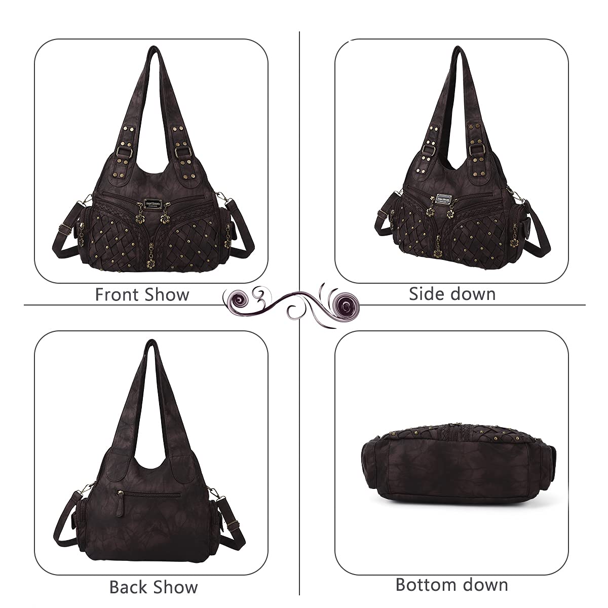 Angel Barcelo Women's PU Leather Handbag - Fashion Tote & Shoulder Purse for Work & Travel