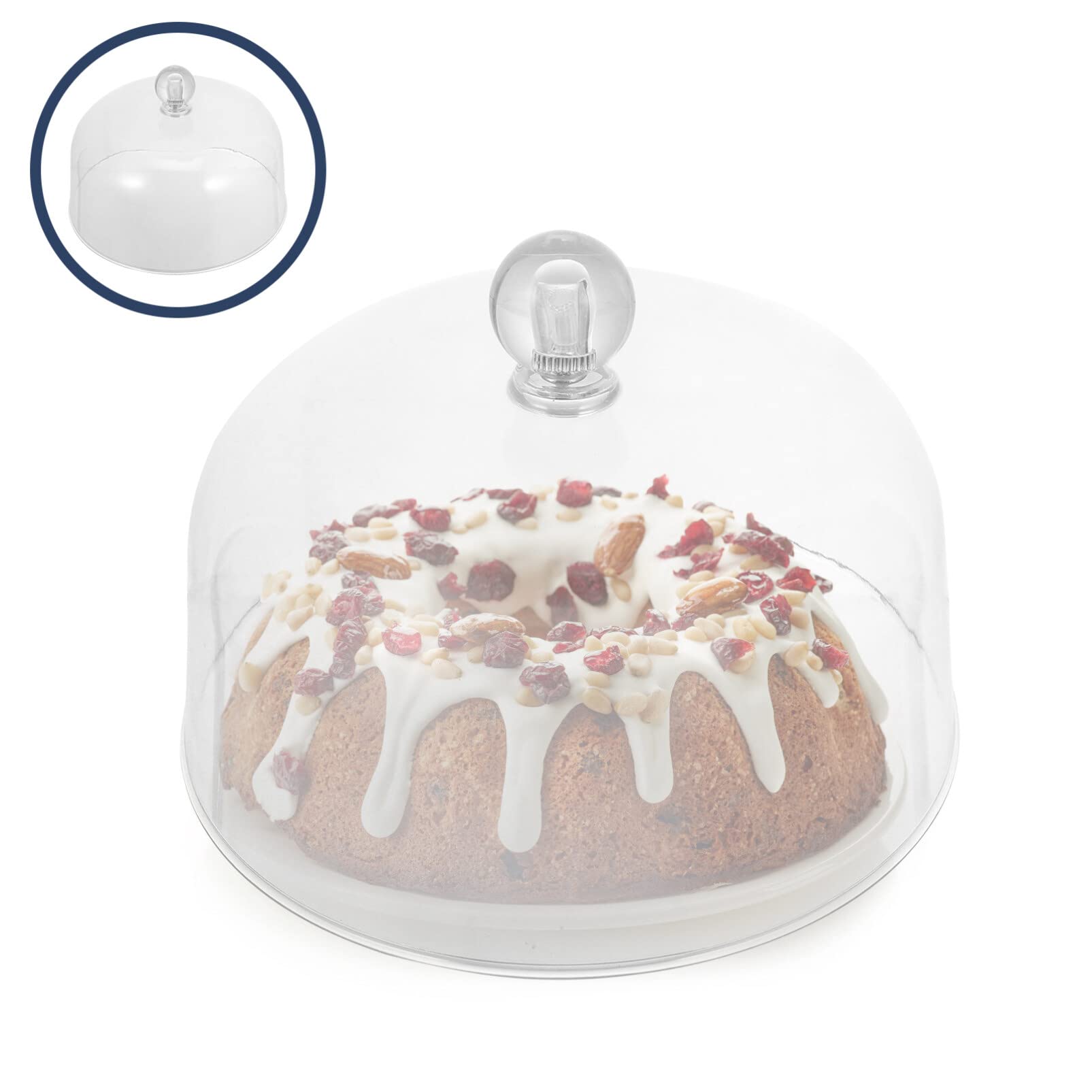 Lurrose Transparent Round Glass Cake Dome Cover - Cake Stand Display & Protective Dust Cover for Baking, Dessert Showcase, Party Decor, and Home Kitchen Use