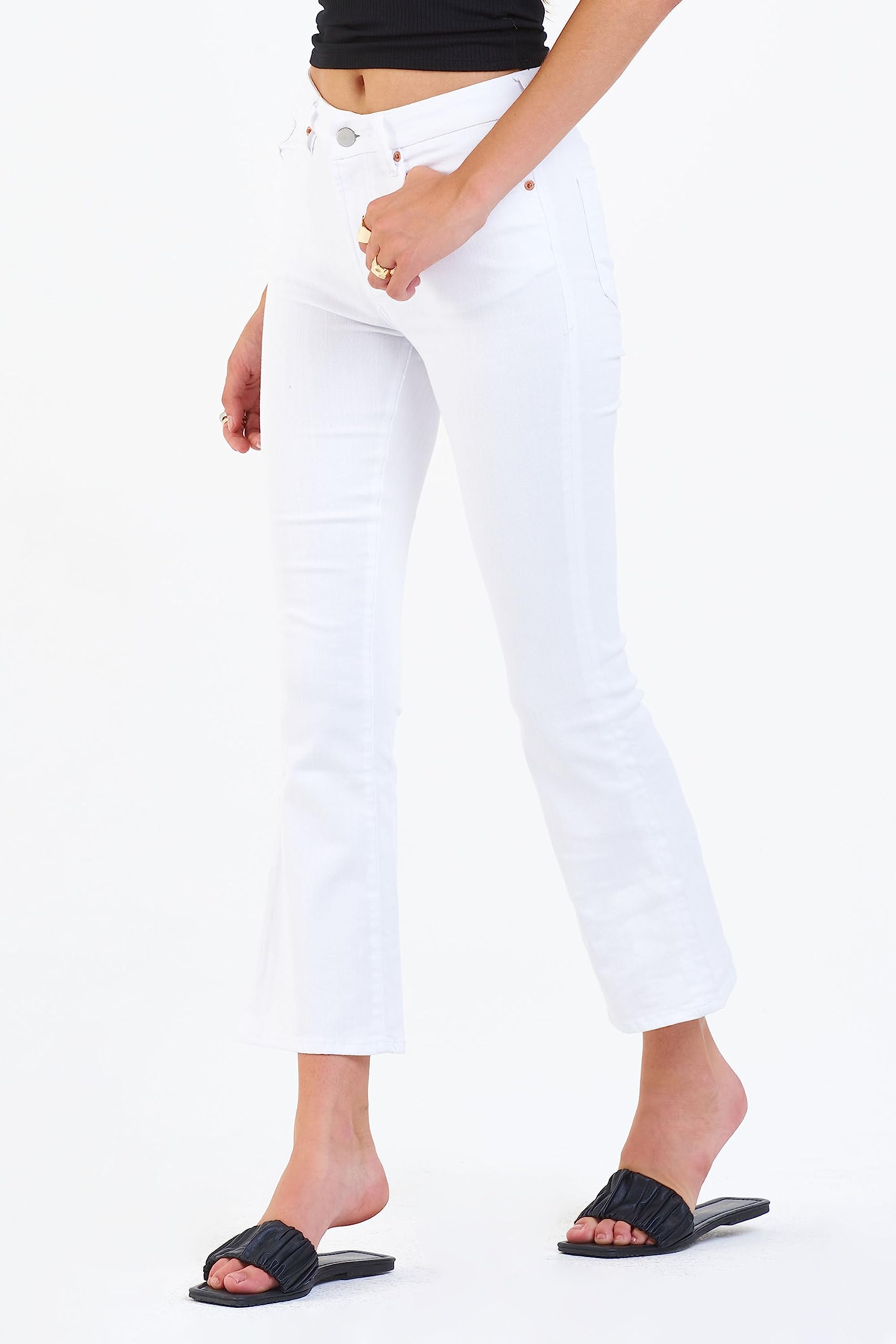 DEAR JOHN Jeanne Mid Rise Flare Leg Women's Jeans - Comfortable Stretch Denim Pants for Casual Wear & Everyday Outfits