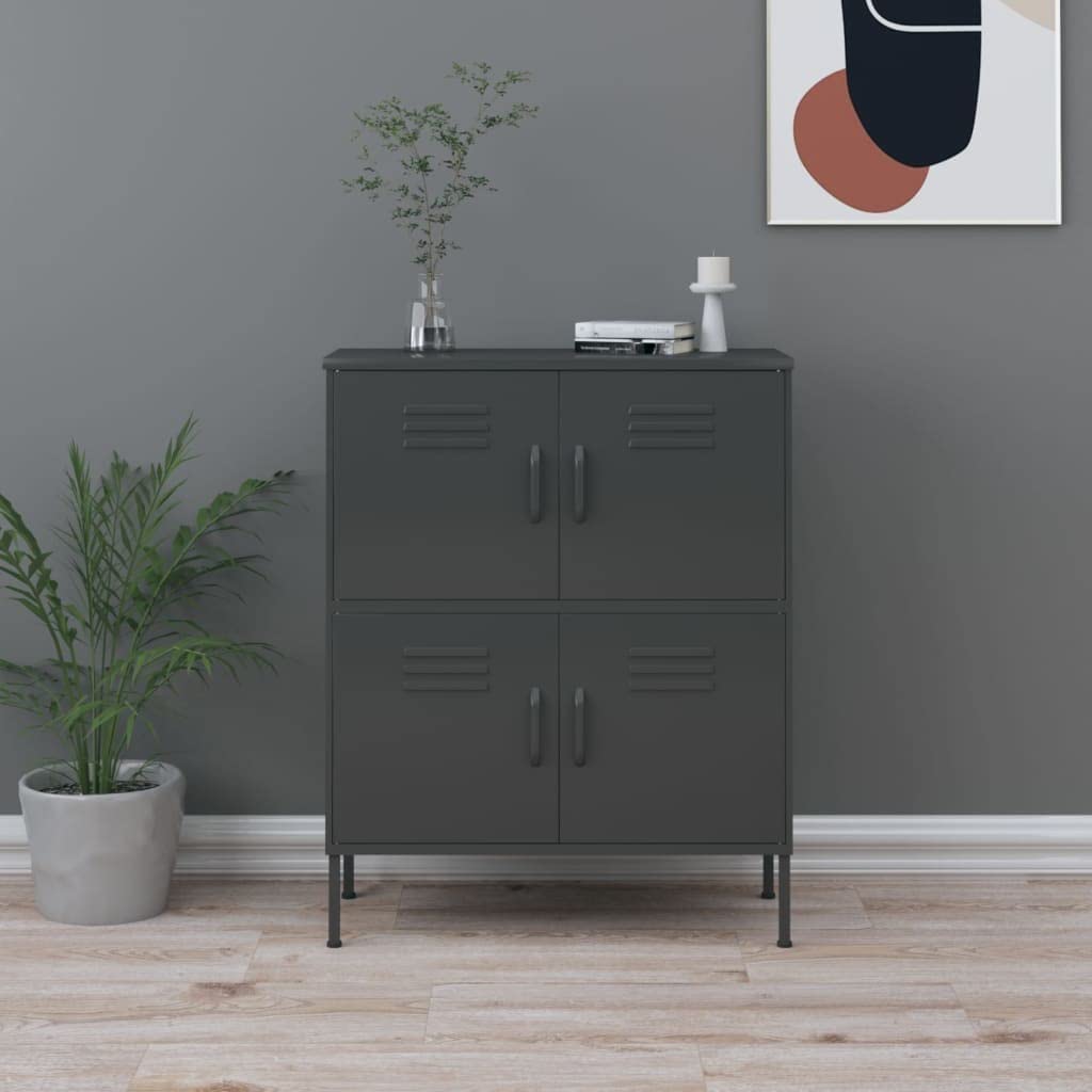 FAMIROSA 4-Door Steel Storage Cabinet with 2 Adjustable Shelves - 31.5