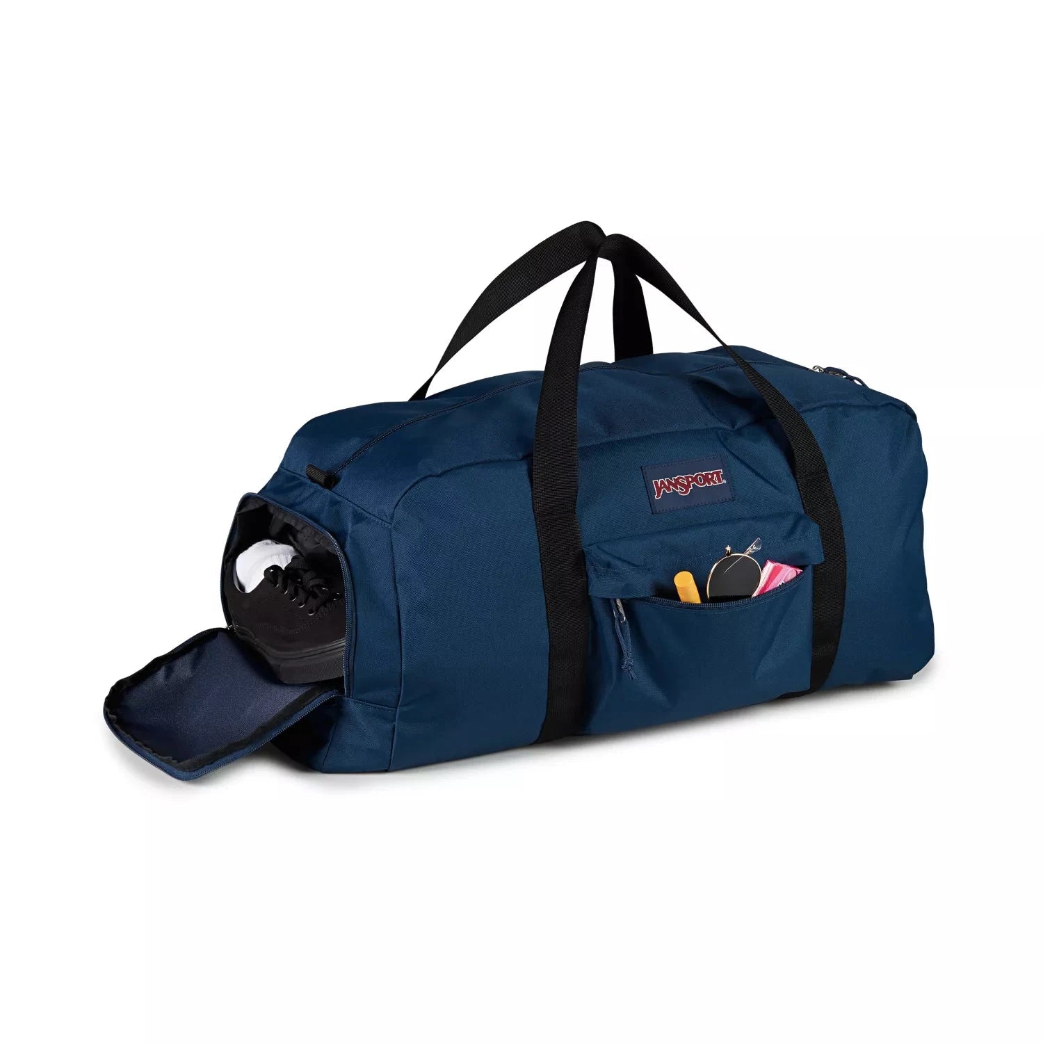 JanSport Weekender Large Duffel Bag - 50L Travel Duffel with Shoulder Strap, Water-Resistant Navy Blue Gym Bag for Men & Women - Perfect for Weekend Trips, Gym, Sports & Travel