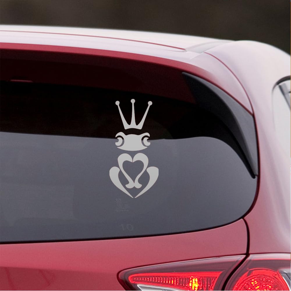 Premium Waterproof Vinyl Decal Stickers (Set of 2) - Prince Frog Metallic Silver Design for Laptop, Phone, Helmet, Car Window & Home Decor | Durable Adhesive for Bumpers, Mugs, Walls & DIY Projects