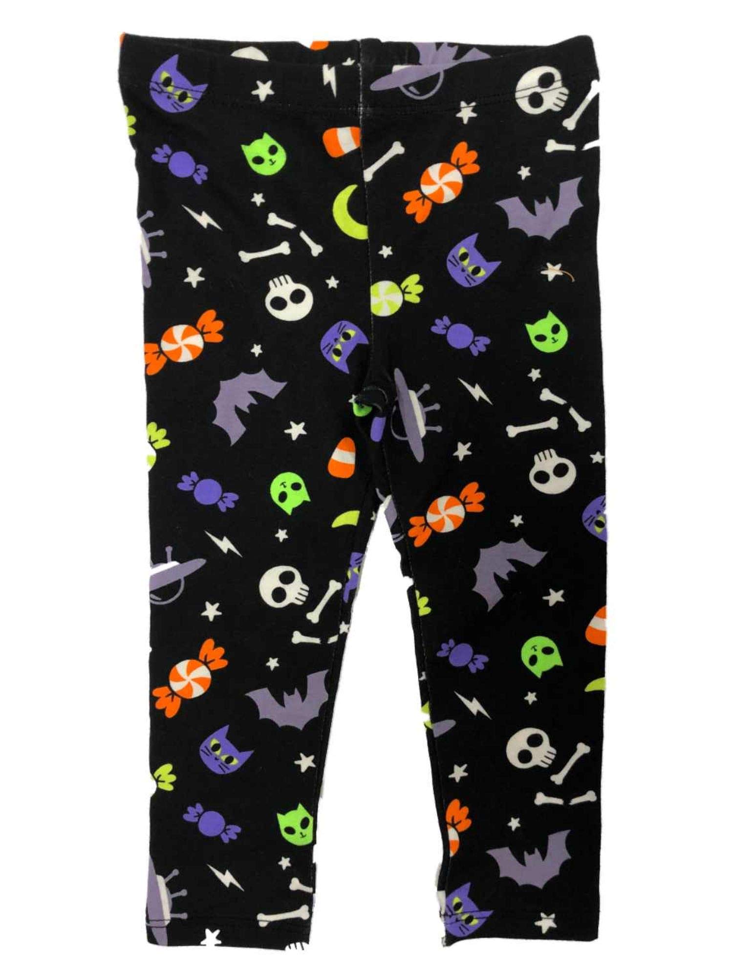 Black Cat Alien & Bat Halloween Leggings for Infant & Toddler Girls - Cute Costume Pants for Trick or Treat, Dress Up & Holiday Photos